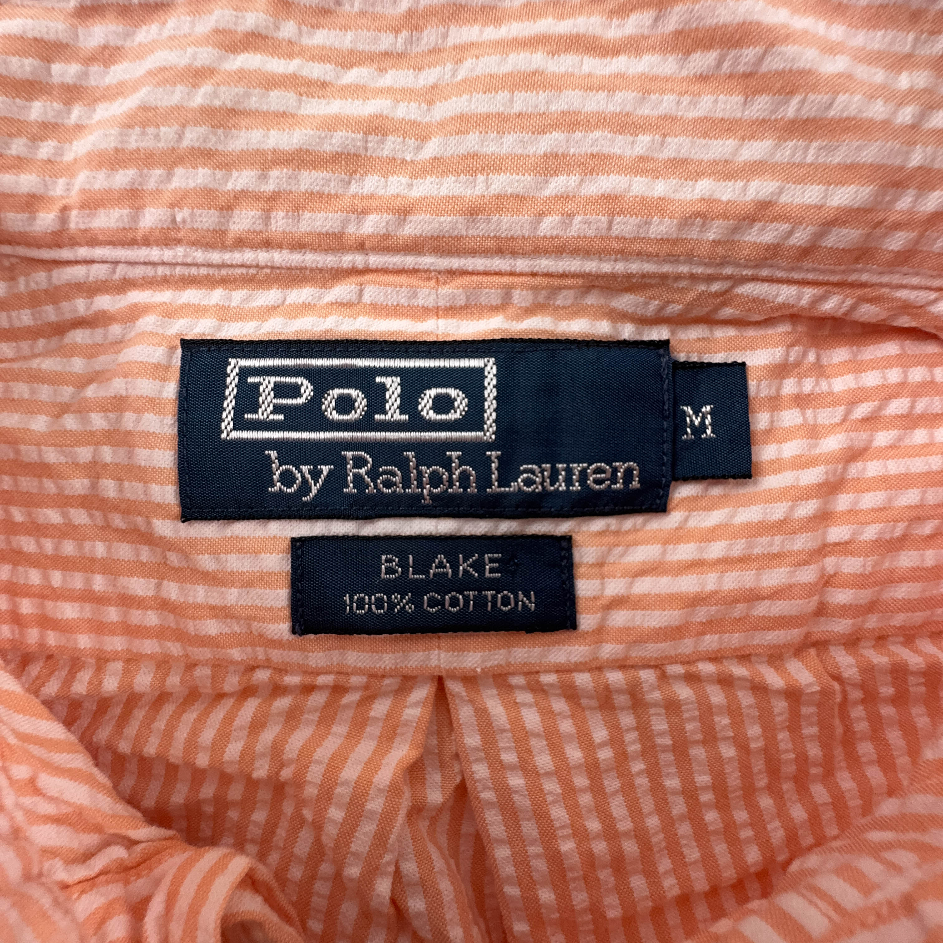 Camicia Ralph Lauren arancione e bianca a righe blake cotton - Taglia M/L uomo