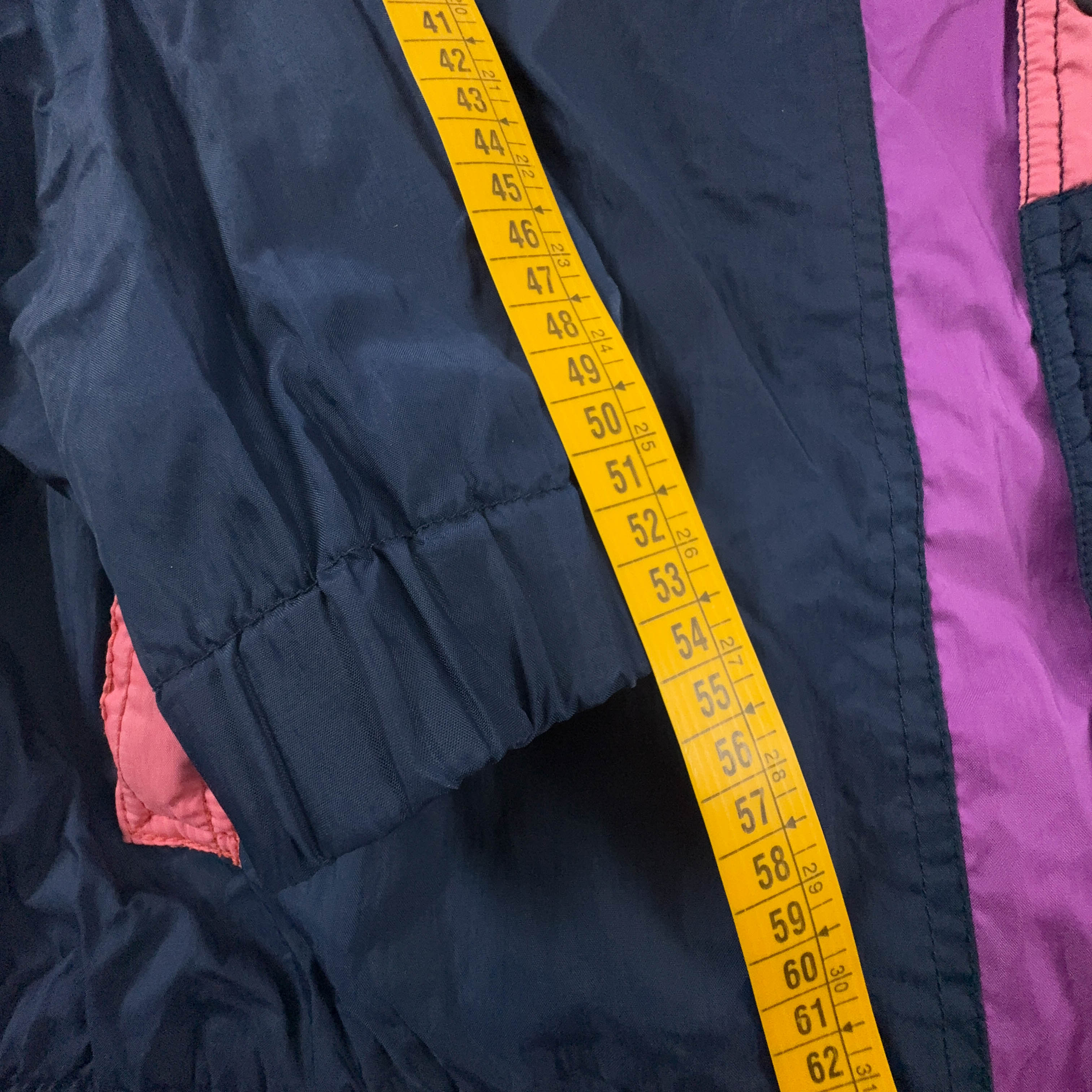 Giacca a vento Brugi Vintage blu e rosa con bottoni - Taglia M uomo