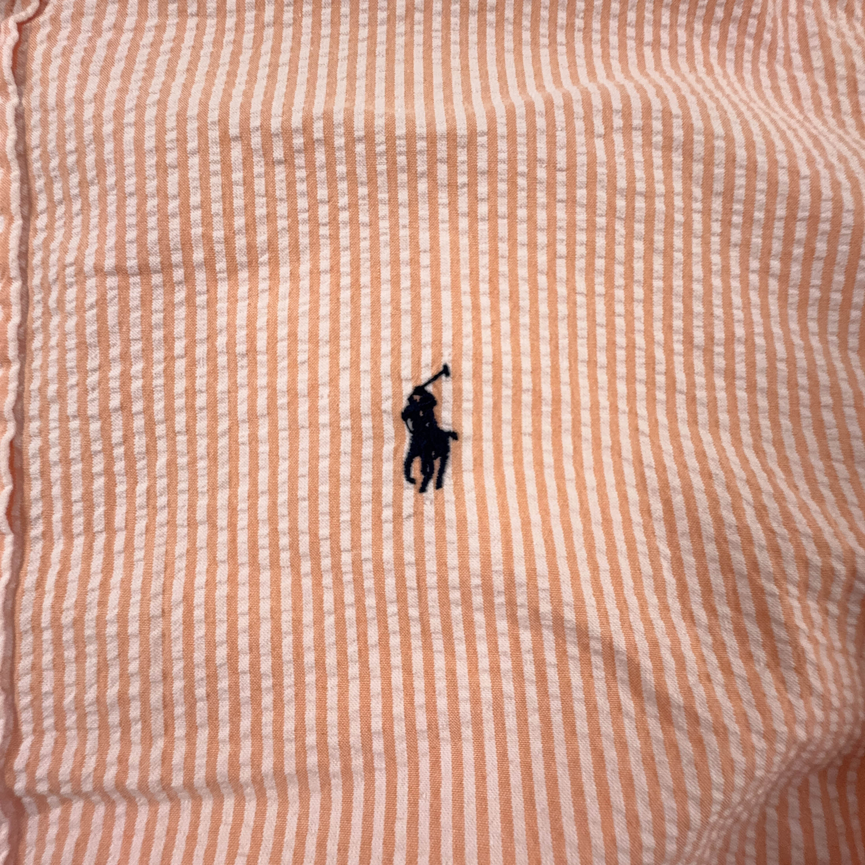 Camicia Ralph Lauren arancione e bianca a righe blake cotton - Taglia M/L uomo