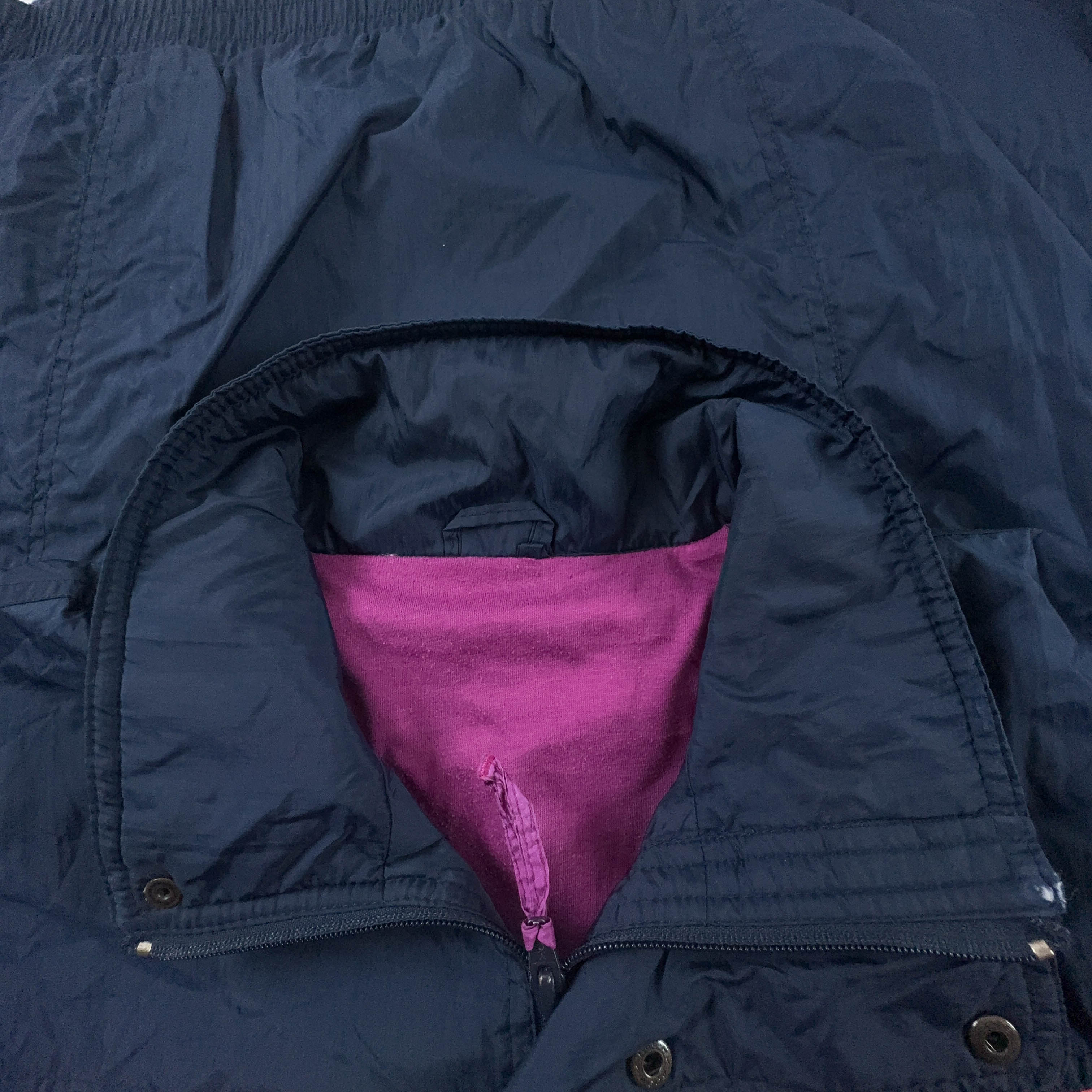 Giacca a vento Brugi Vintage blu e rosa con bottoni - Taglia M uomo