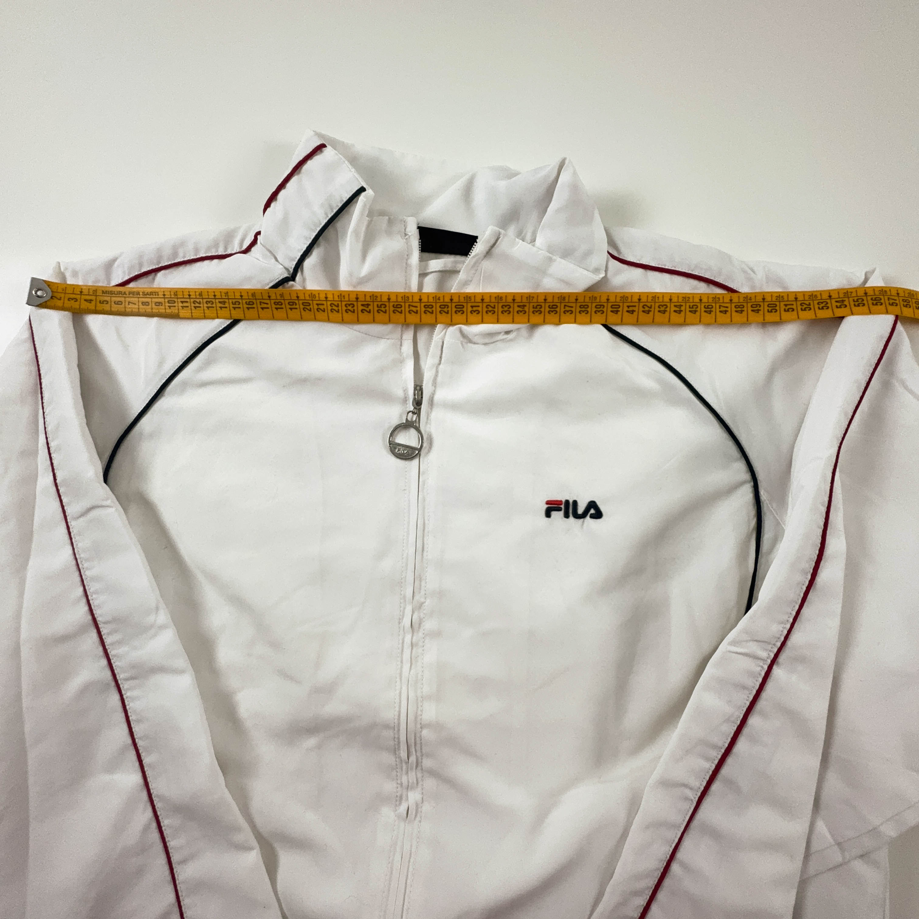 Giacca a vento Fila Vintage bianca con zip anni 90 - Taglia M uomo