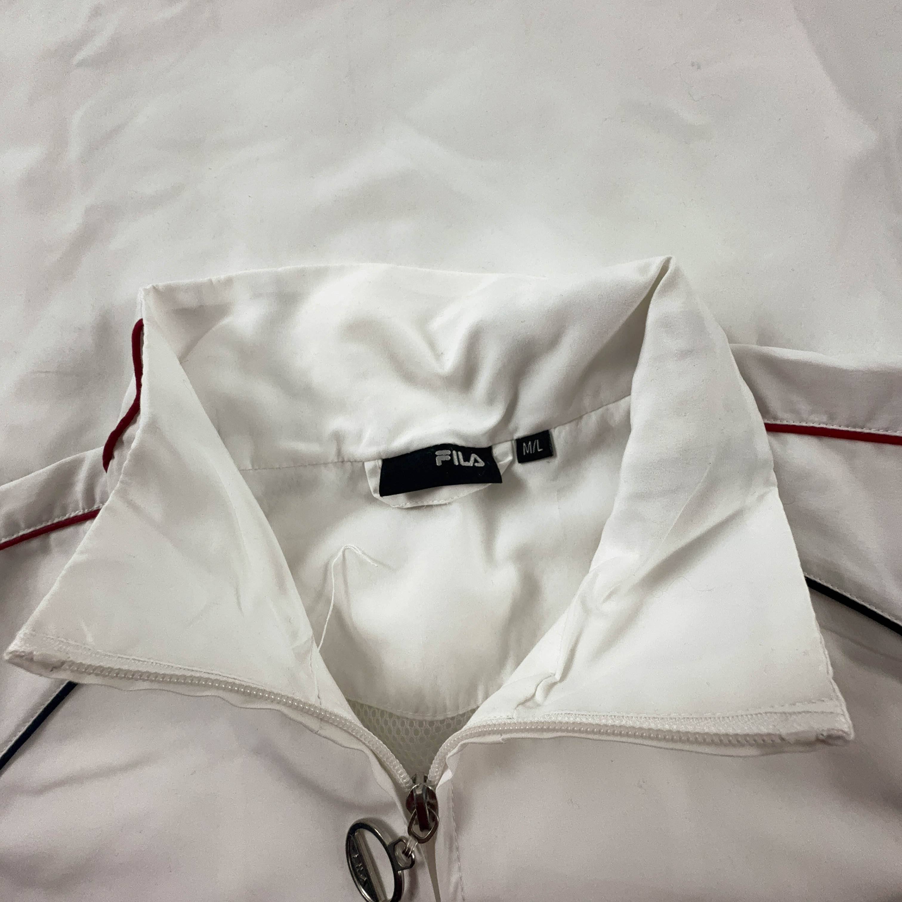 Giacca a vento Fila Vintage bianca con zip anni 90 - Taglia M uomo