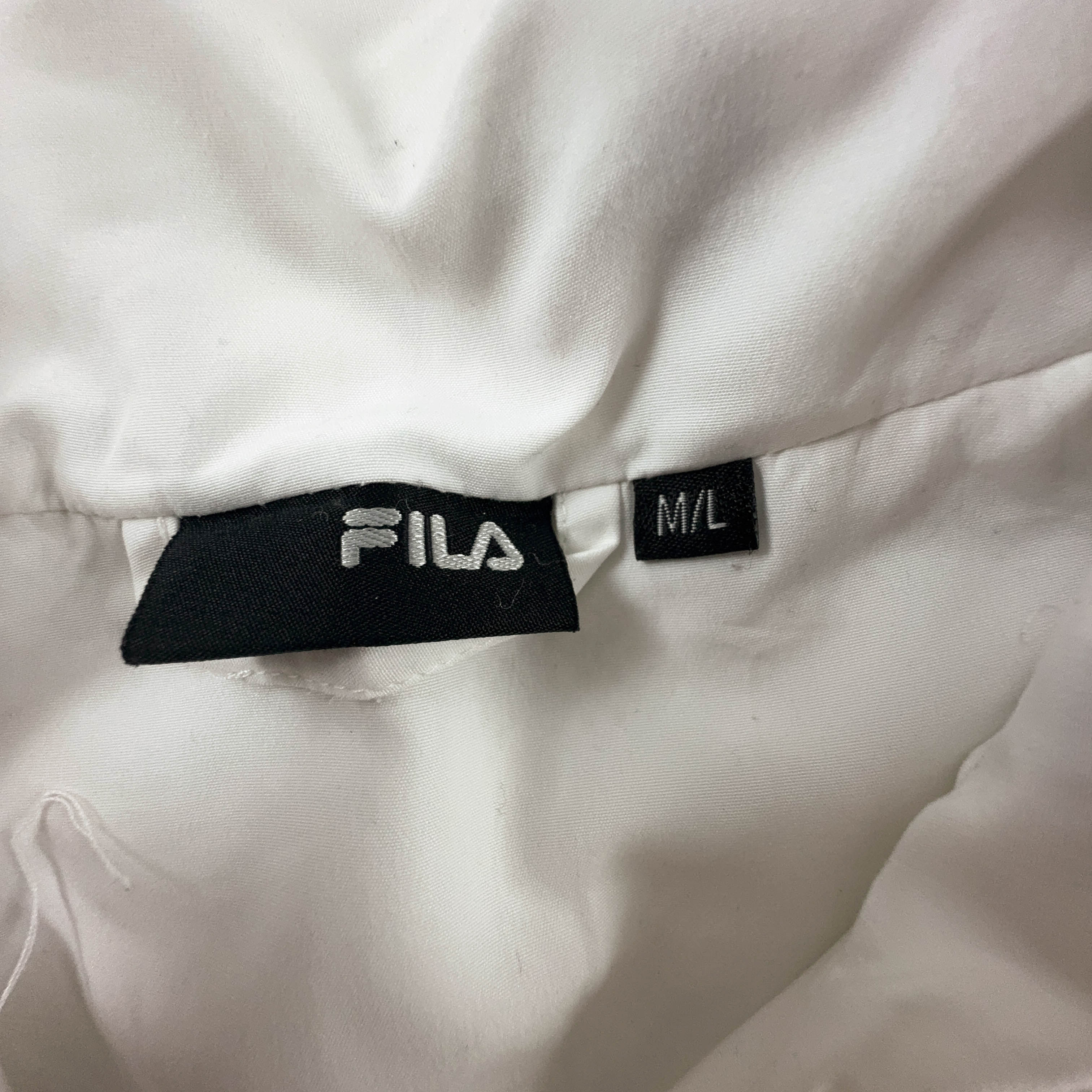 Giacca a vento Fila Vintage bianca con zip anni 90 - Taglia M uomo