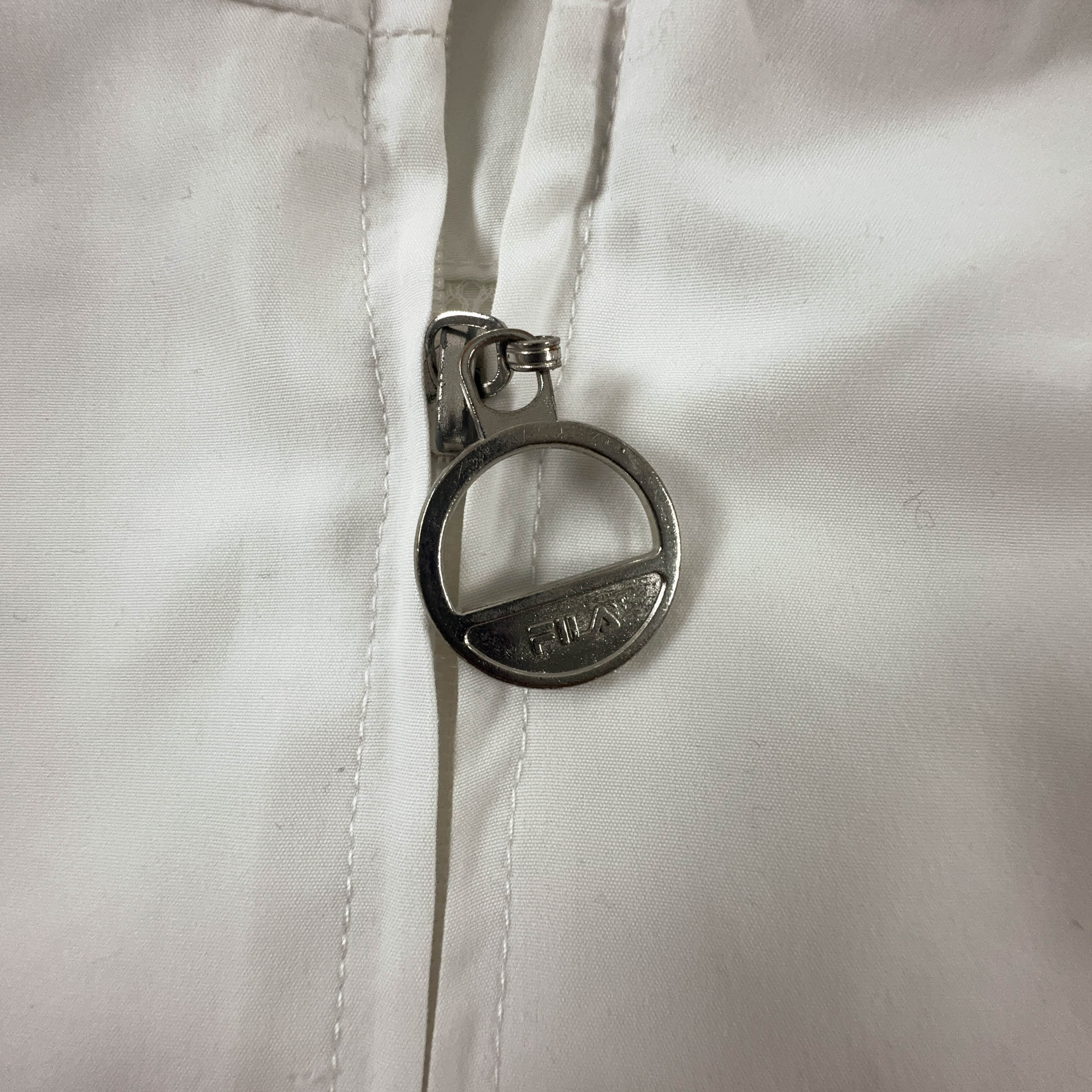 Giacca a vento Fila Vintage bianca con zip anni 90 - Taglia M uomo