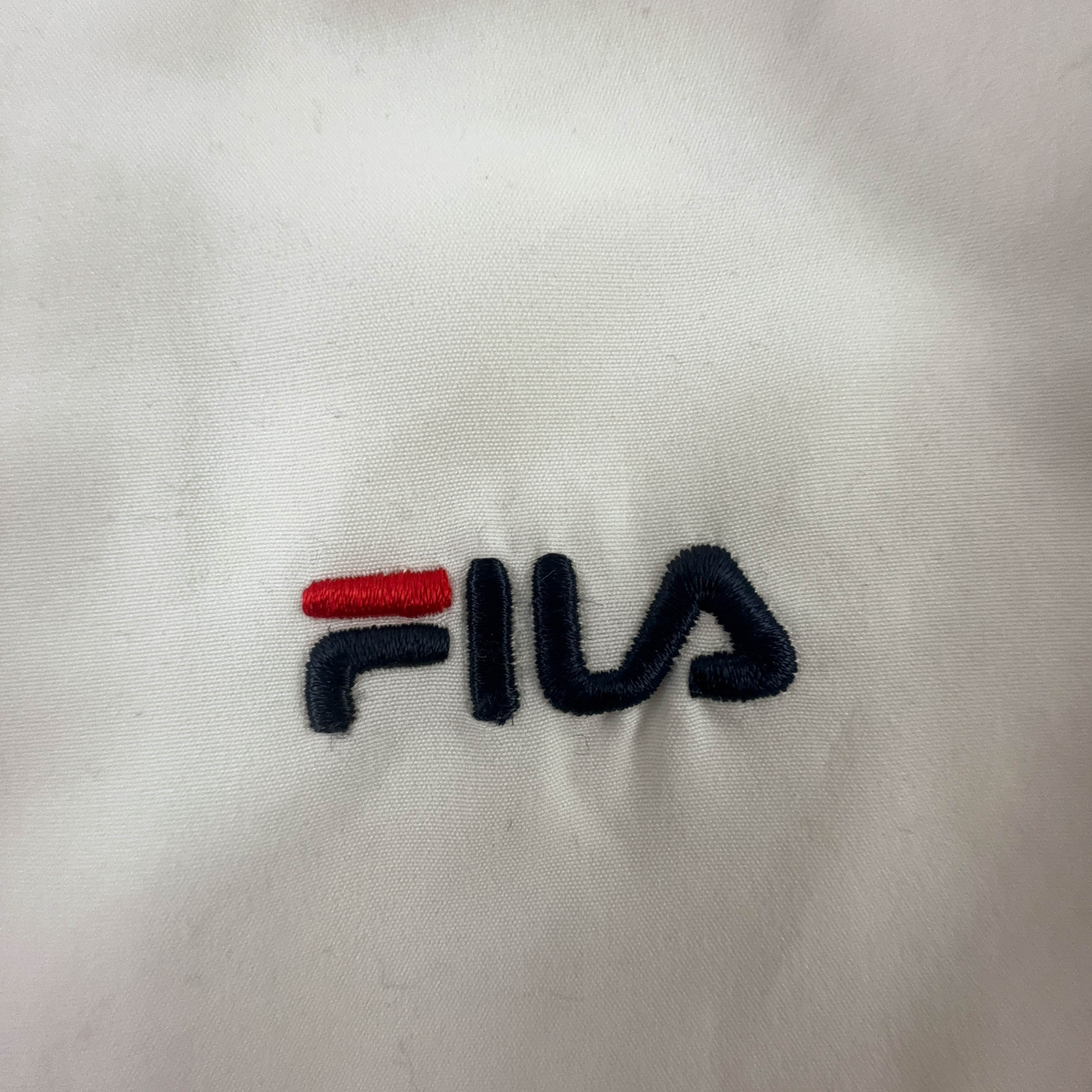 Giacca a vento Fila Vintage bianca con zip anni 90 - Taglia M uomo