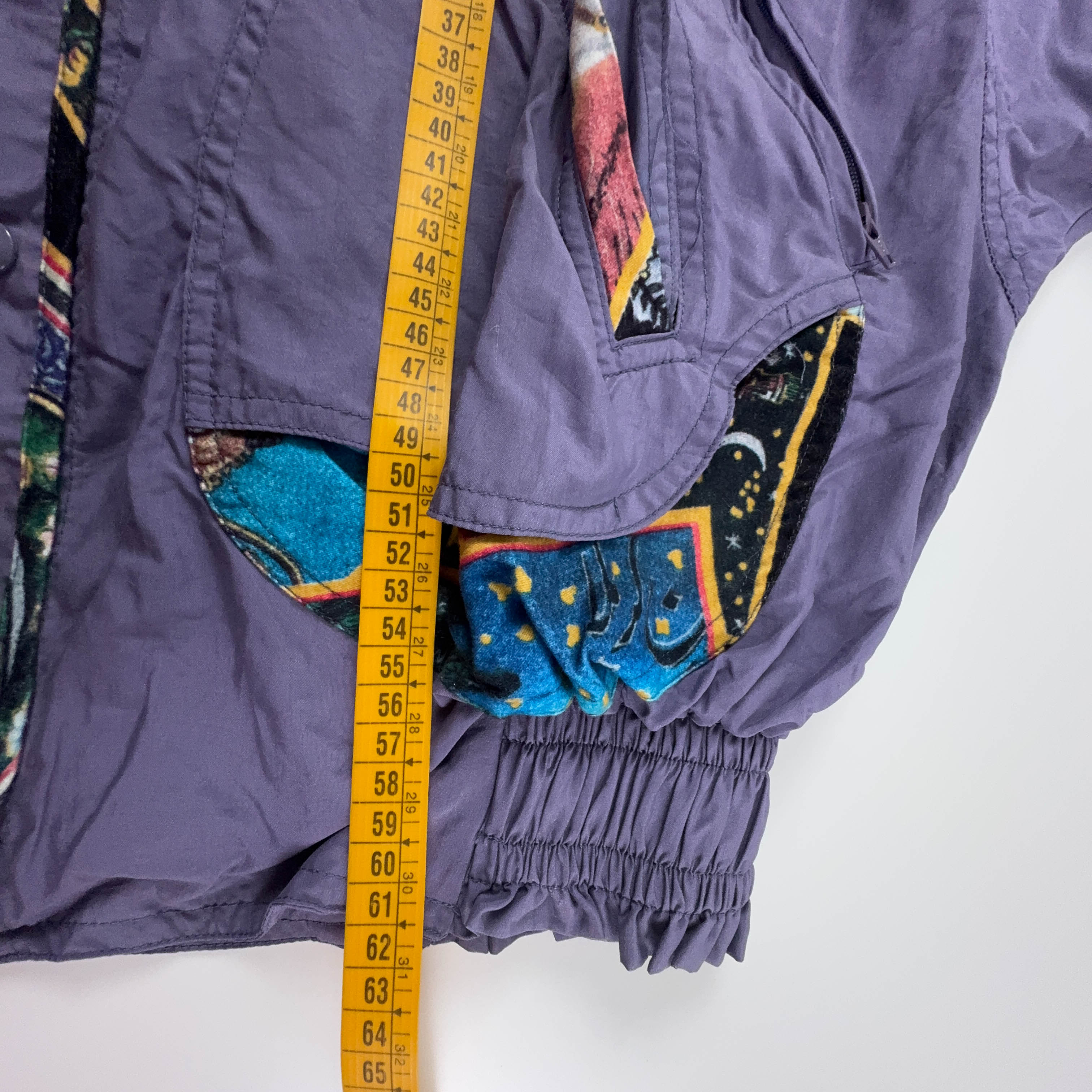 Giacca a vento Vintage viola con fantasia e zip - Taglia 40 uomo