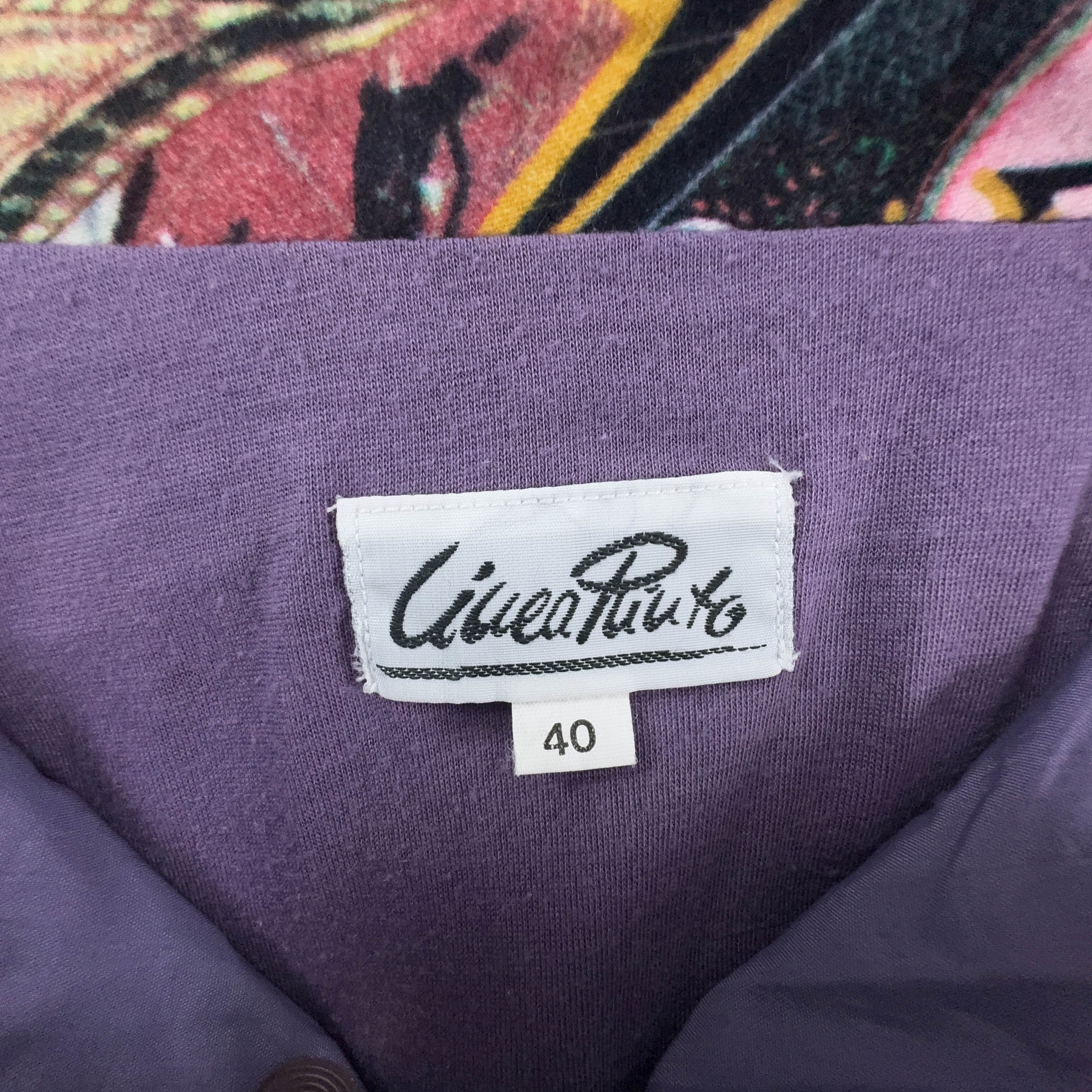 Giacca a vento Vintage viola con fantasia e zip - Taglia 40 uomo