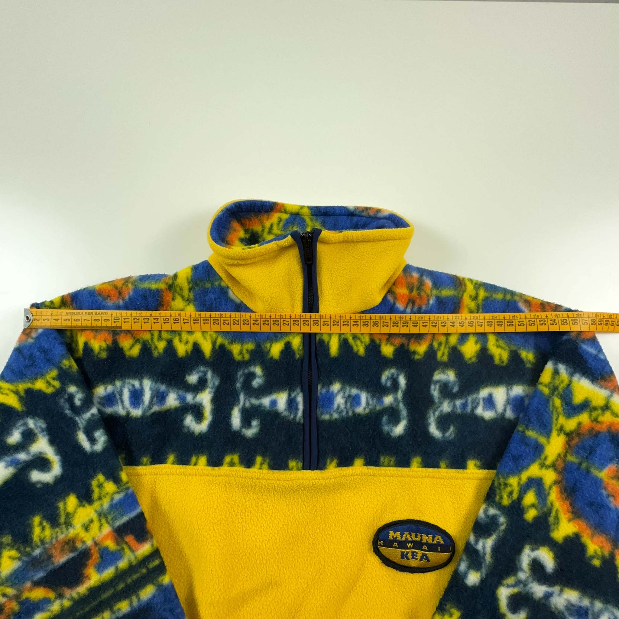 Pile Mauna Kea Vintage giallo e blu a fantasia - Taglia S/M uomo