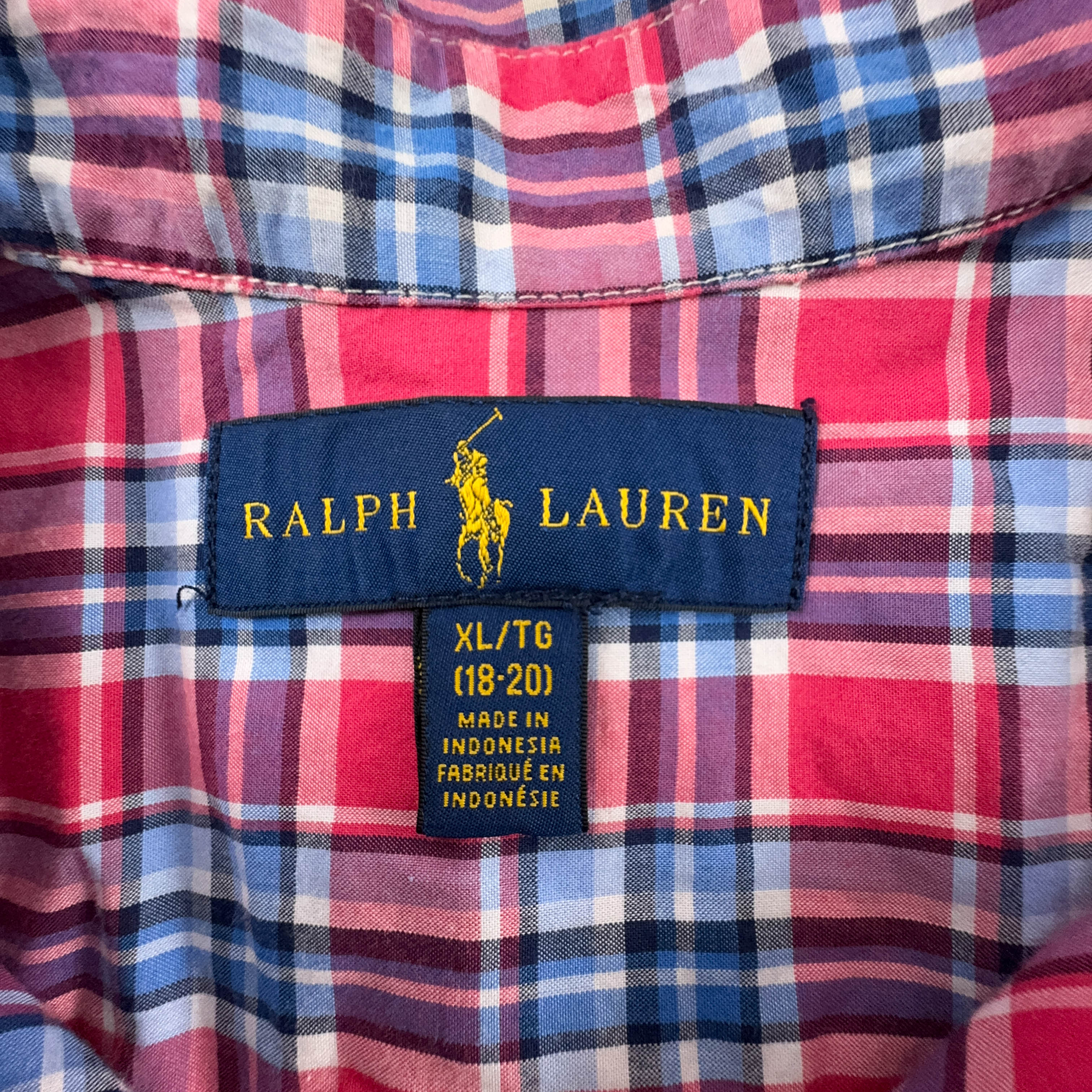 Camicia Ralph Lauren rossa e blu a quadri - Taglia S/M uomo