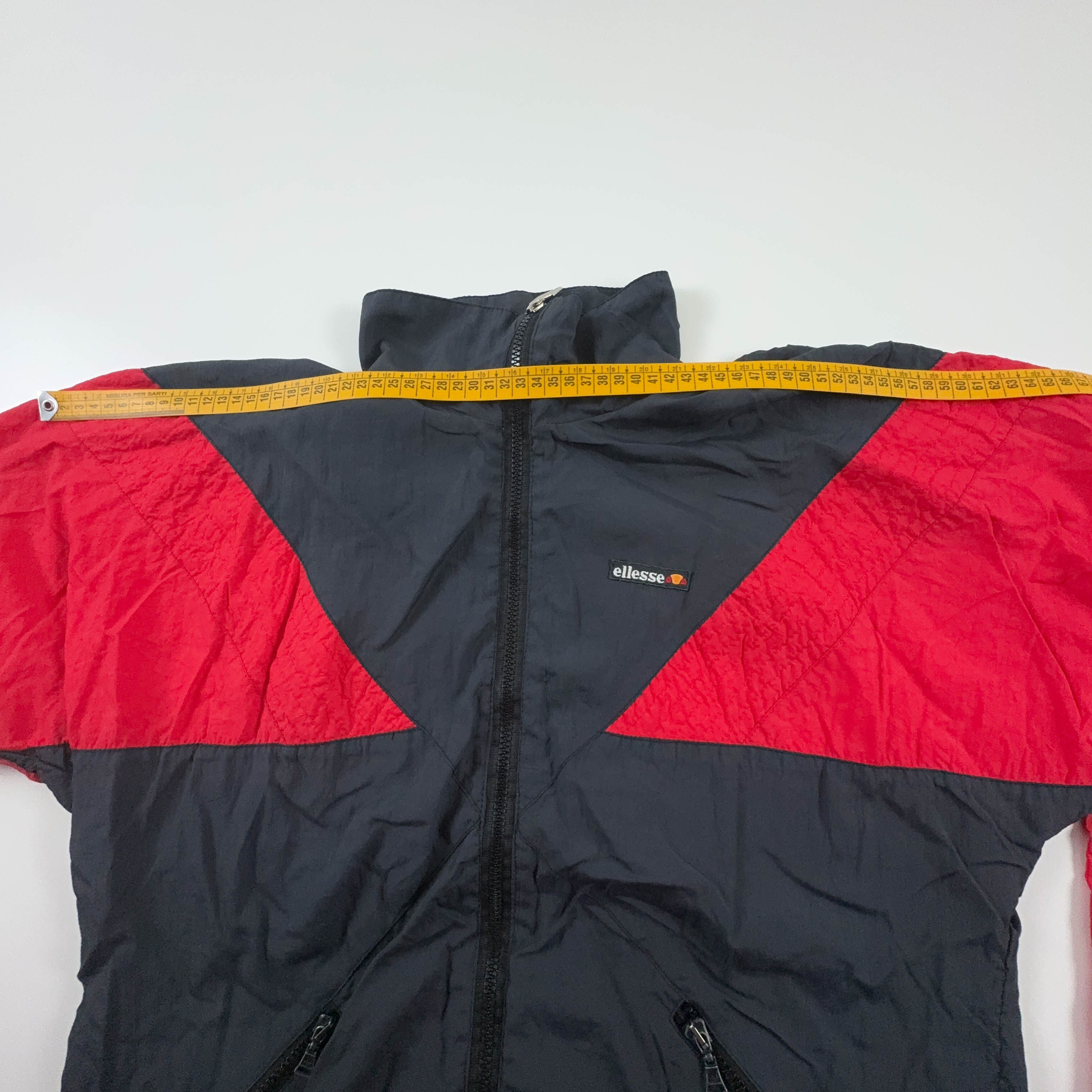 Giacca a vento Ellesse Vintage rossa e nera con zip anni 90 - Taglia S uomo