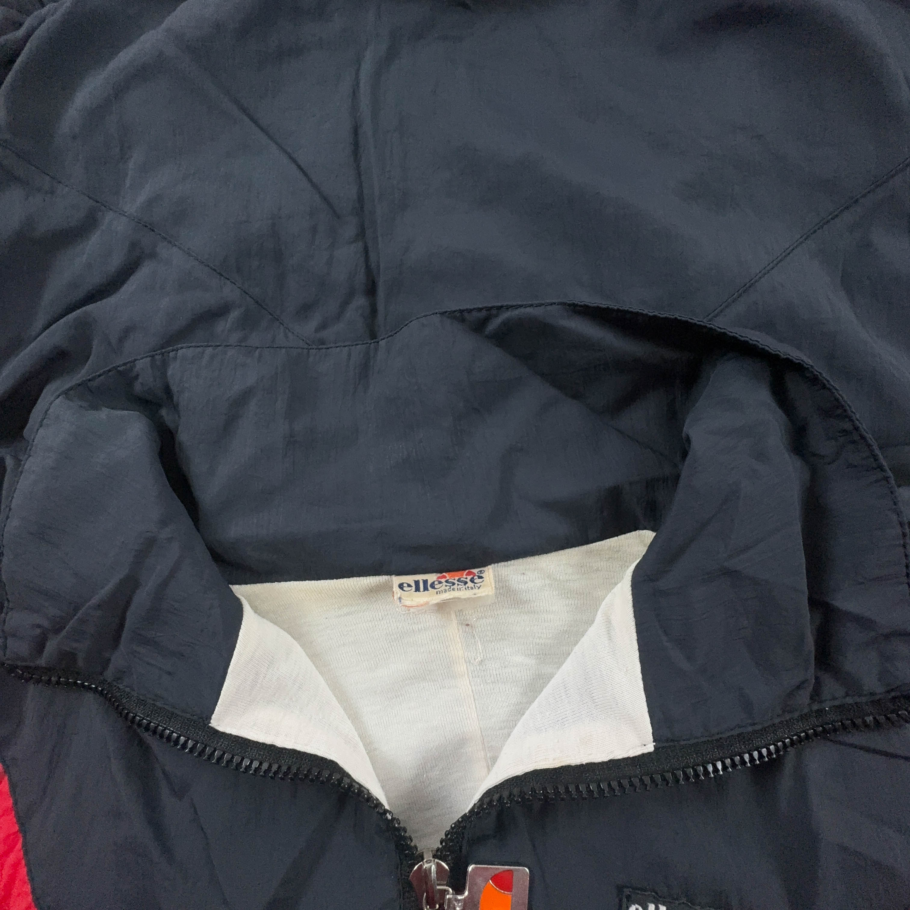 Giacca a vento Ellesse Vintage rossa e nera con zip anni 90 - Taglia S uomo