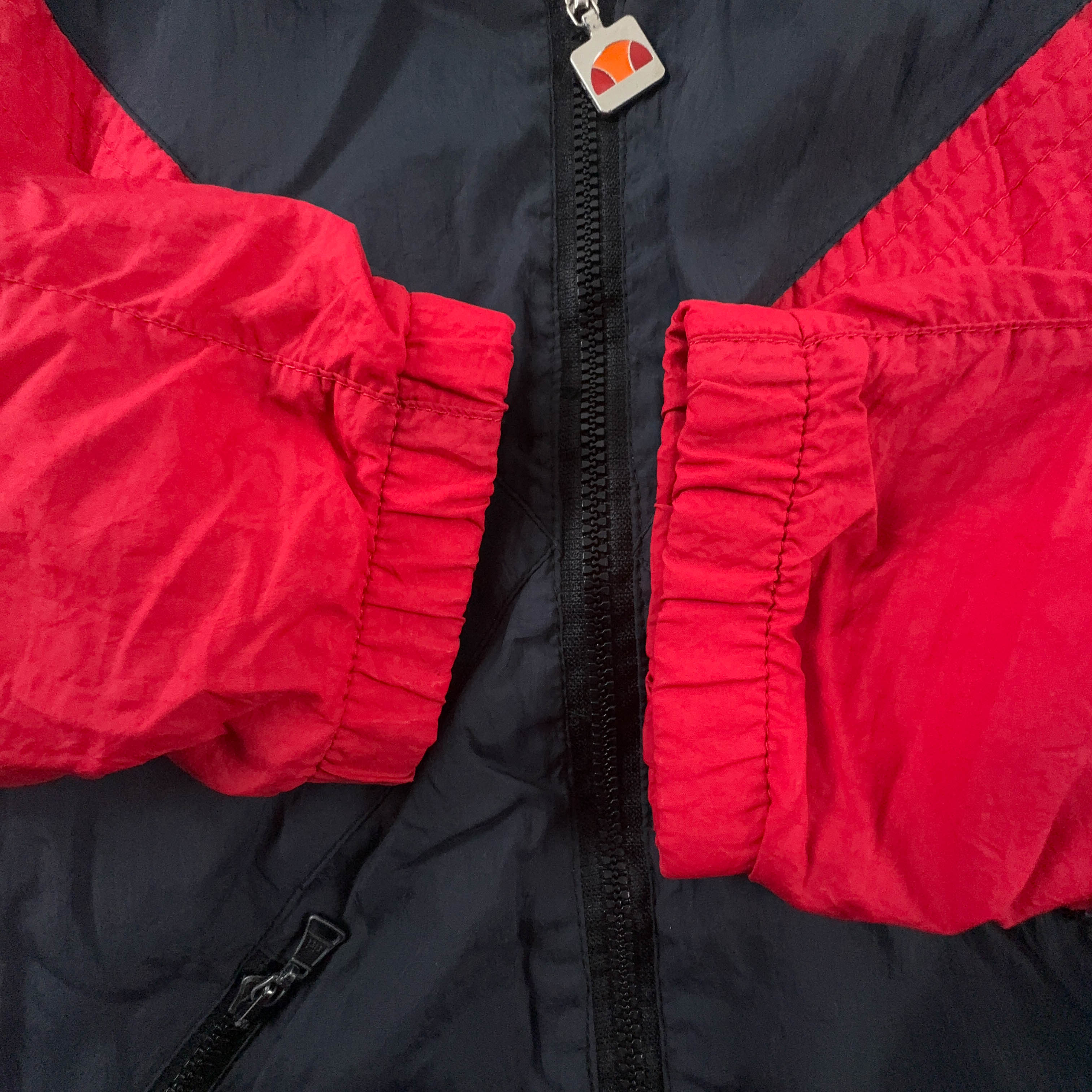Giacca a vento Ellesse Vintage rossa e nera con zip anni 90 - Taglia S uomo