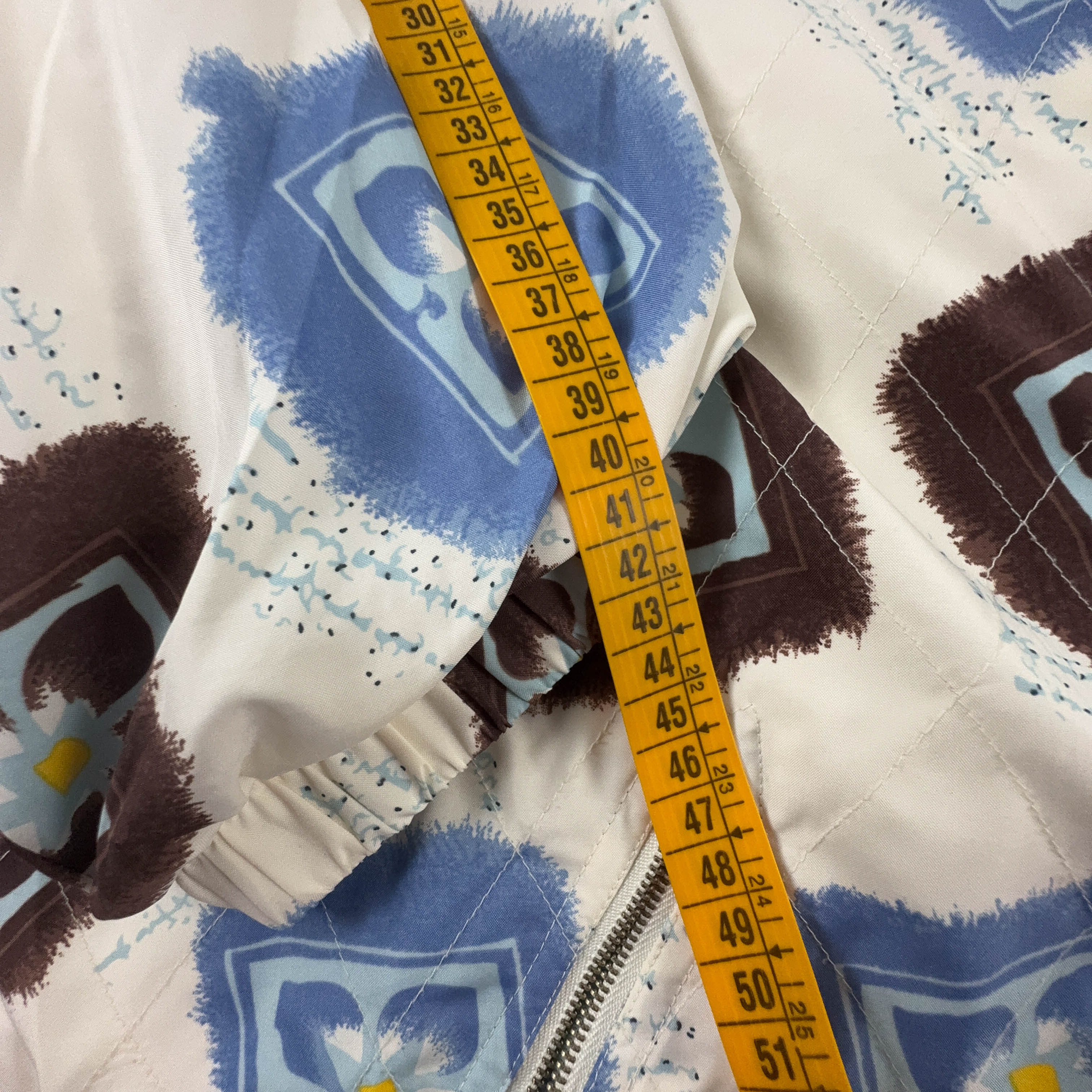 Giacca a vento Reebok Vintage crema con fantasia all over e zip anni 00 - Taglia 42 donna