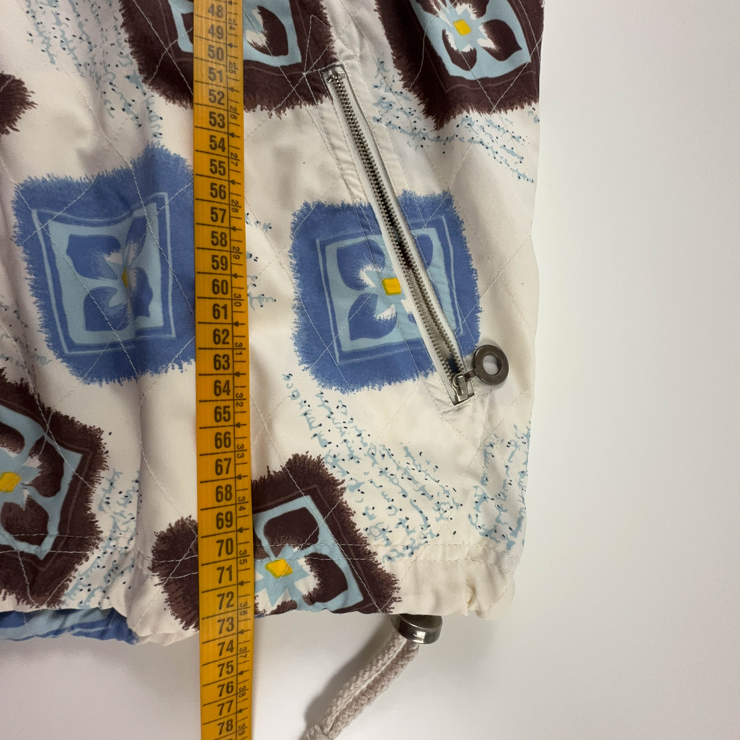 Giacca a vento Reebok Vintage crema con fantasia all over e zip anni 00 - Taglia 42 donna