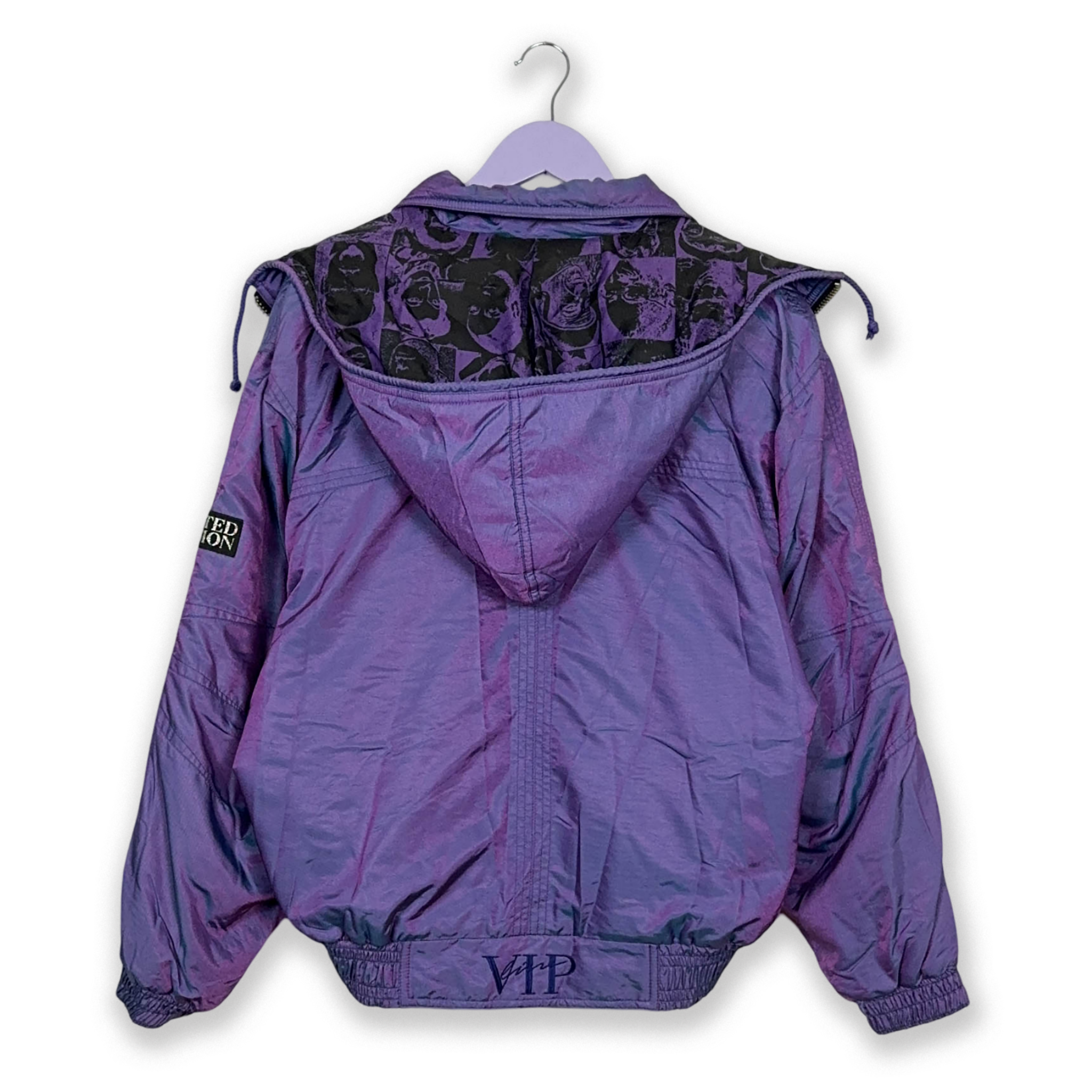 Giacca da Sci/Snowboard Vintage viola VIP Line con zip bottoni e cappuccio - Taglia I44 uomo