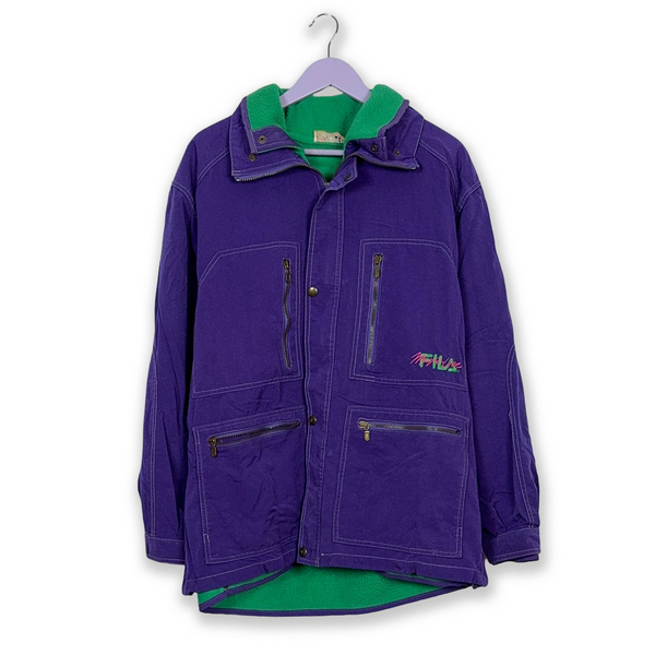 Giacca Fila Vintage Magic Line viola con Pile removibile verde interno - Taglia I52 uomo