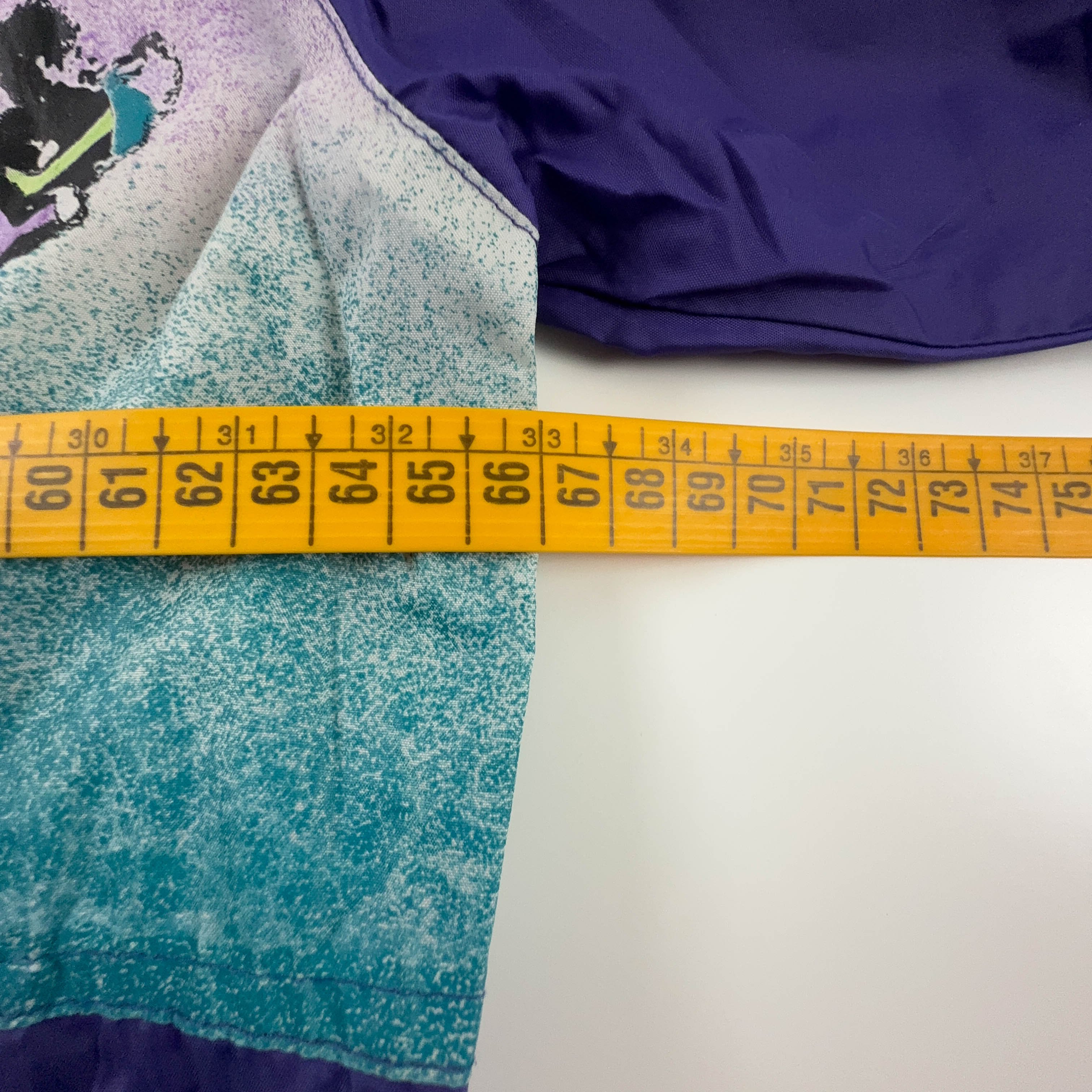 Giacca a vento Vintage viola con stampa e bottoni - Taglia XL uomo