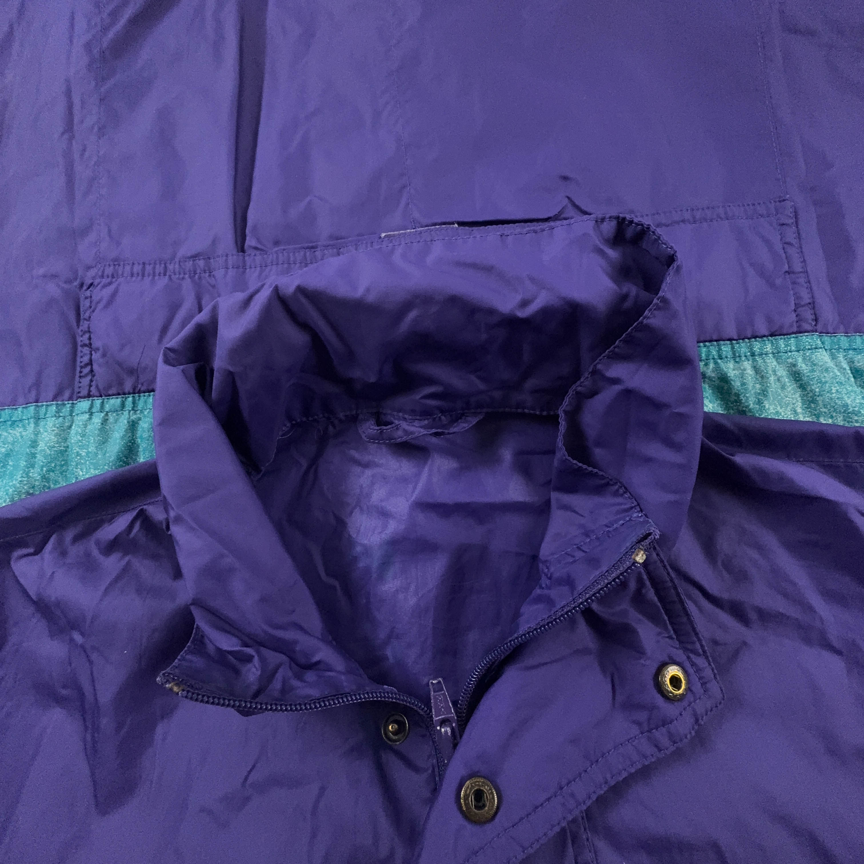 Giacca a vento Vintage viola con stampa e bottoni - Taglia XL uomo