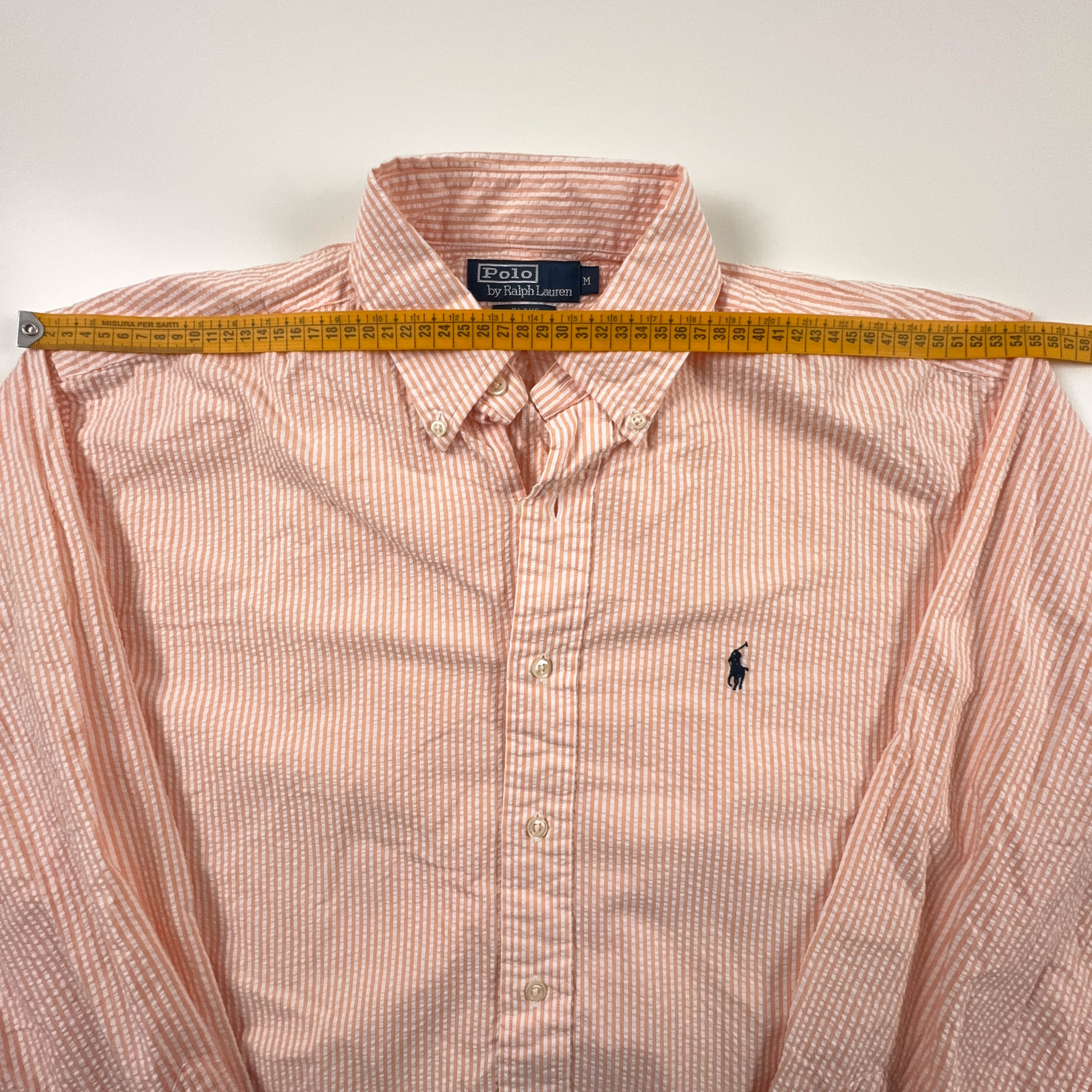 Camicia Ralph Lauren arancione e bianca a righe blake cotton - Taglia M/L uomo