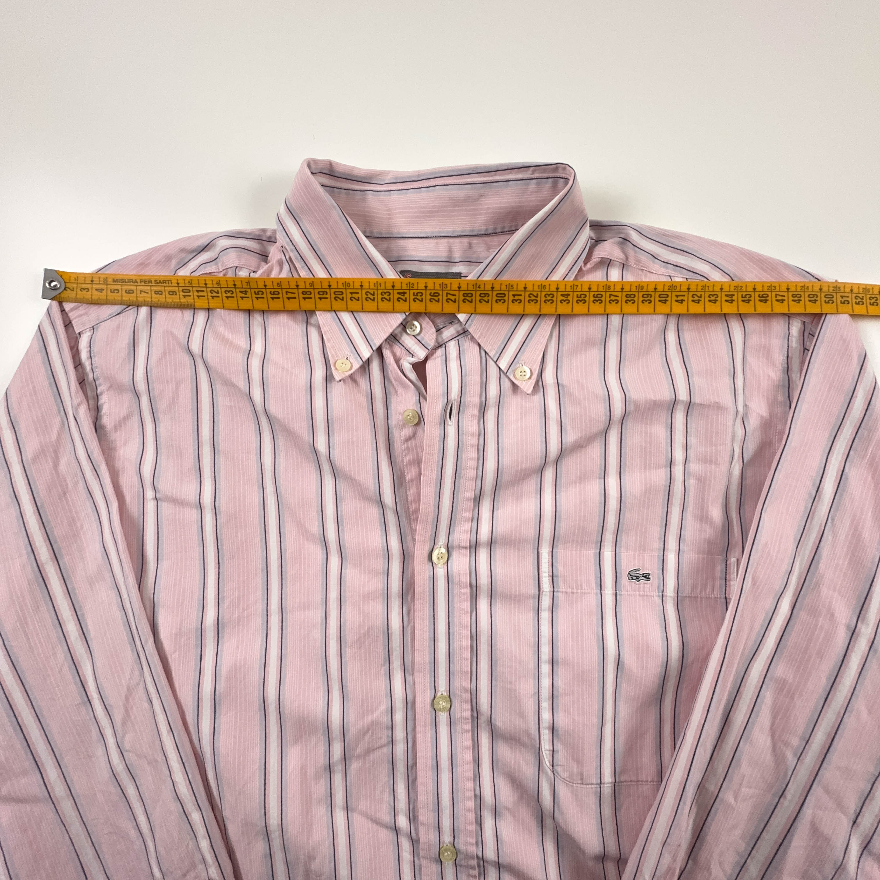 Camicia Lacoste a righe rosa e grigia - Taglia 42 uomo