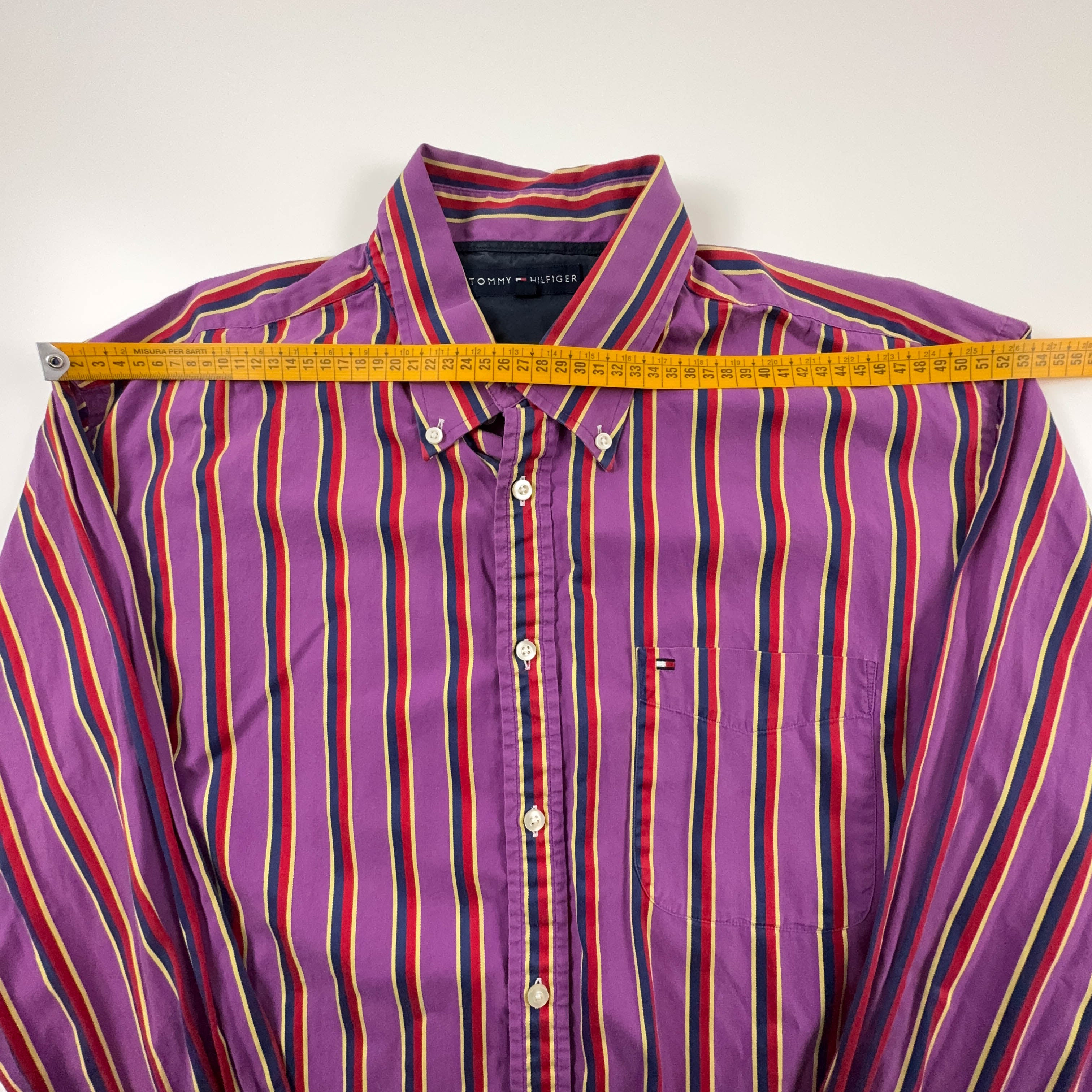 Camicia Tommy Hilfiger viola a righe - Taglia L/XL uomo