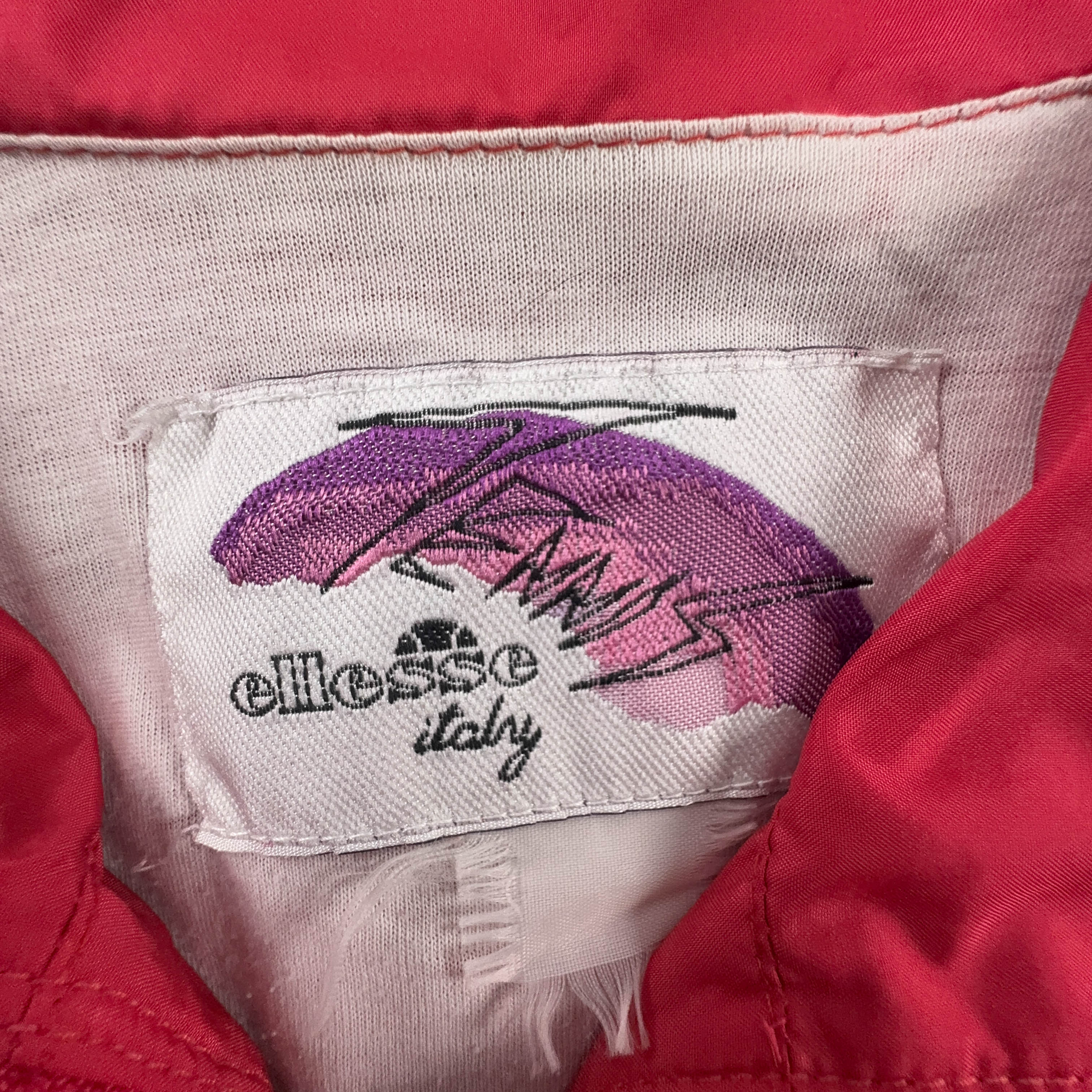 Giacca a vento Ellesse Vintage rossa con zip e ricamo anni 90 - Taglia S uomo
