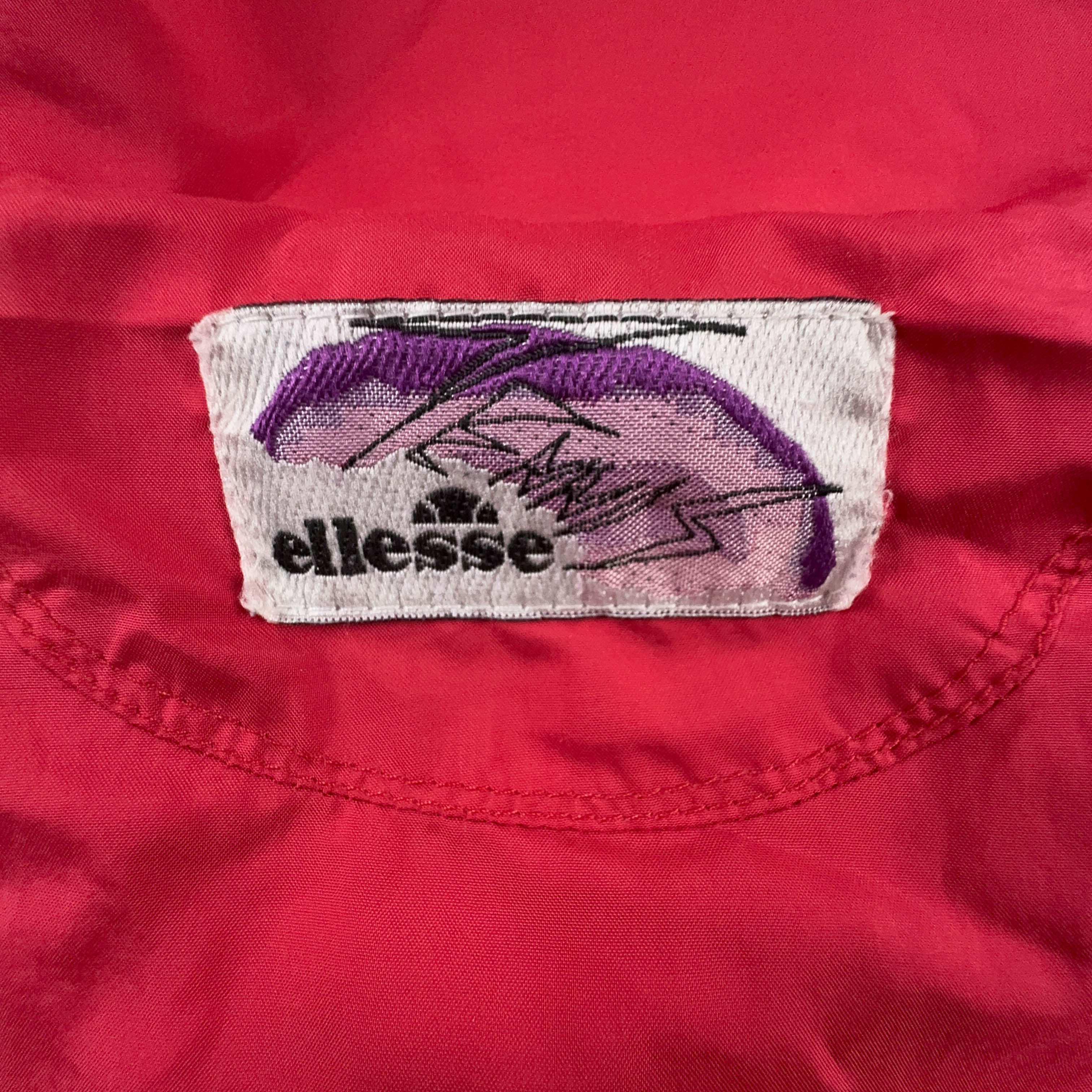 Giacca a vento Ellesse Vintage rossa con zip e ricamo anni 90 - Taglia S uomo