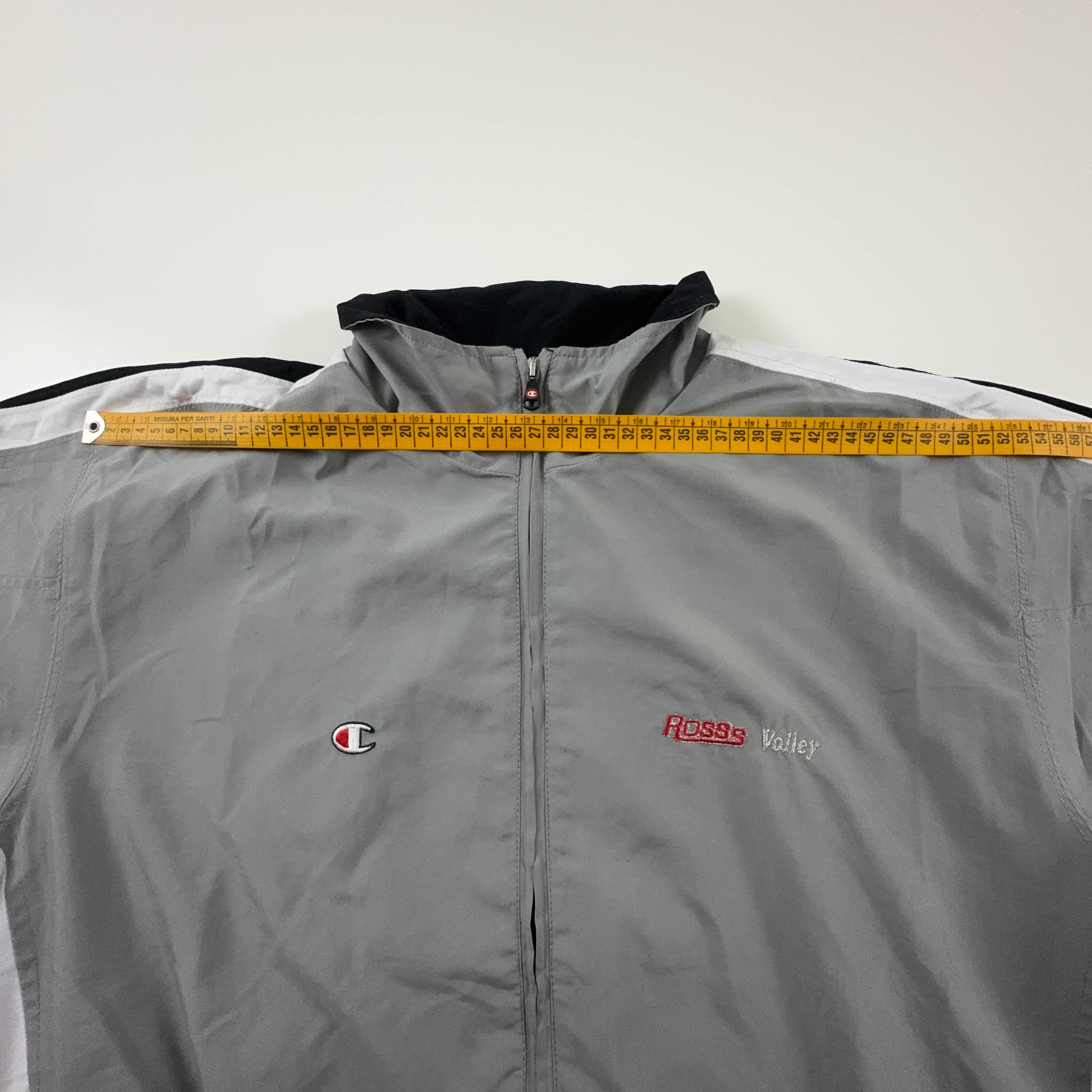 Giacca a vento Champion Vintage grigia con zip anni 90 Taglia L