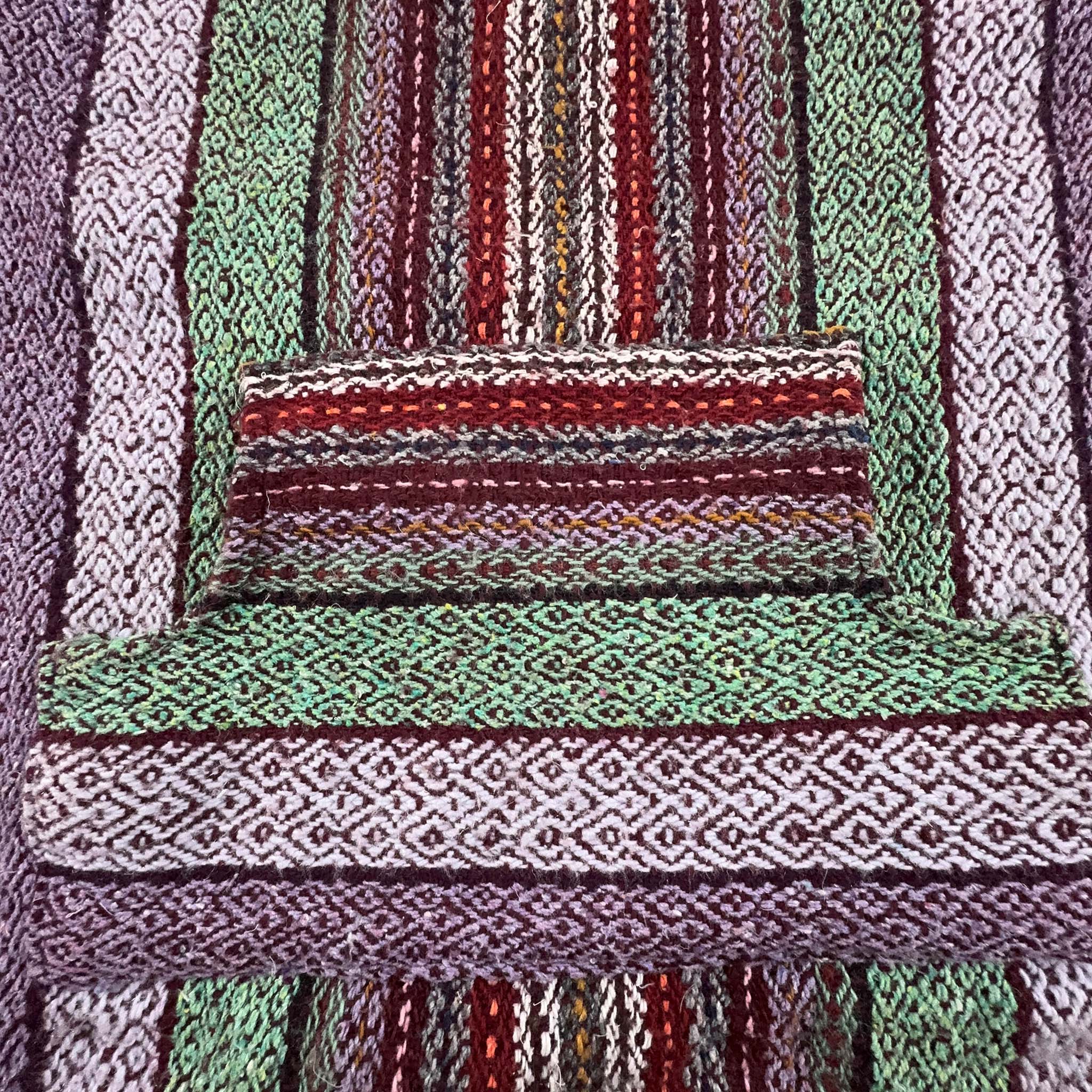 Giacca Poncho Vintage a fantasia bordeaux e verde Made in Mexico 10% lana - Taglia XL uomo