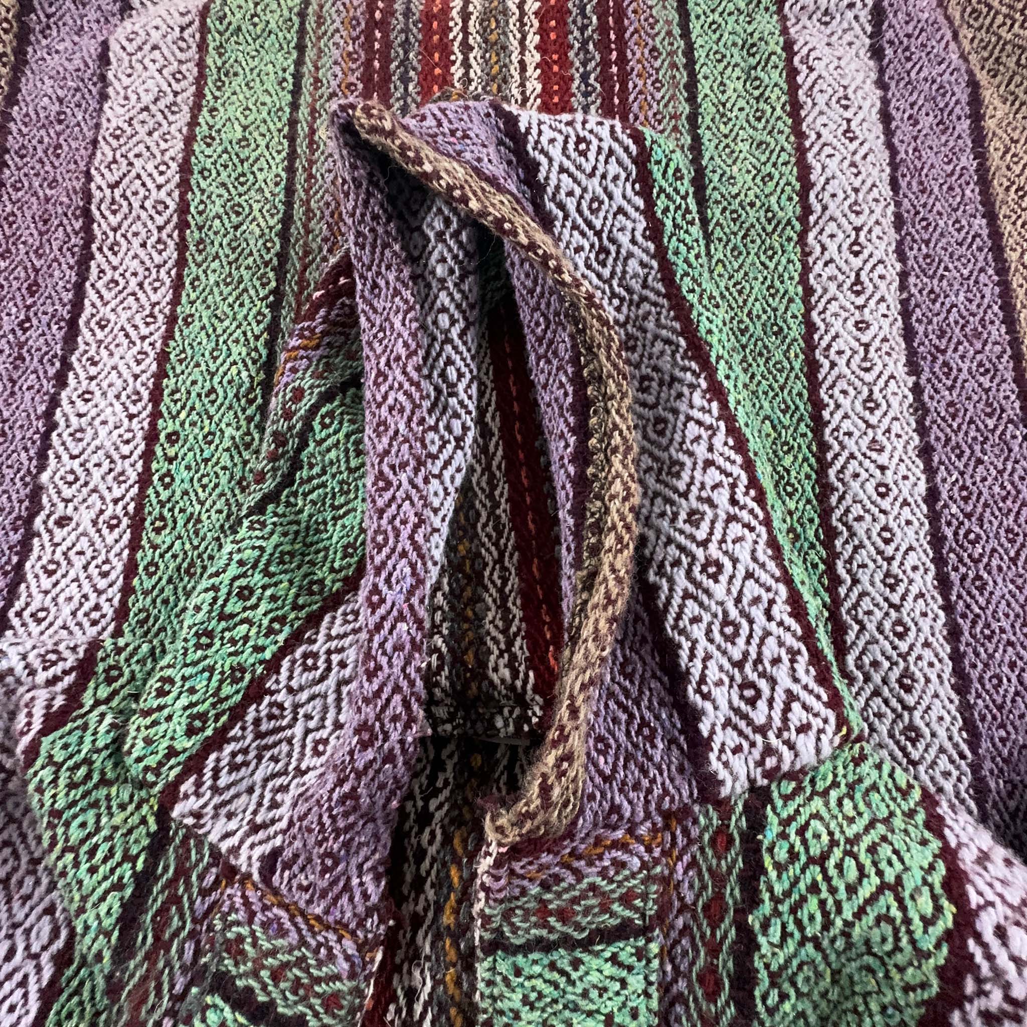 Giacca Poncho Vintage a fantasia bordeaux e verde Made in Mexico 10% lana - Taglia XL uomo