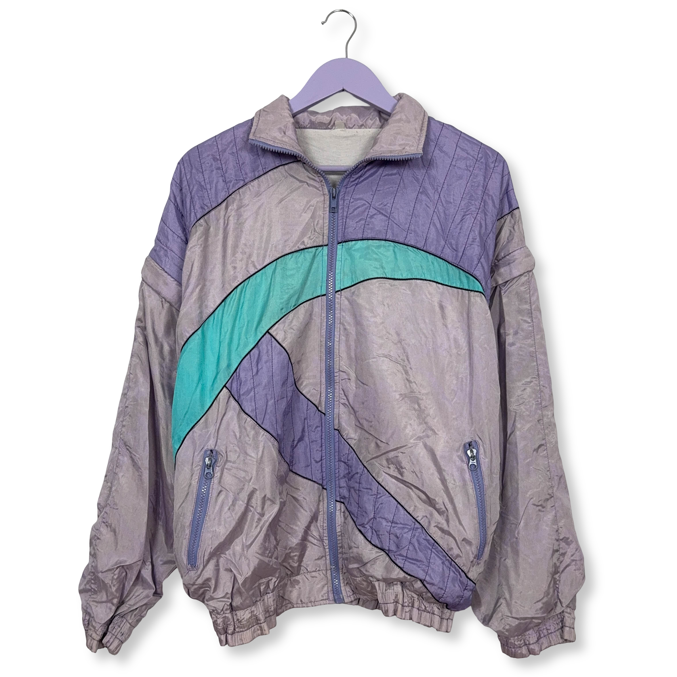 Giacca a vento lilla e viola con zip - Taglia M/L uomo