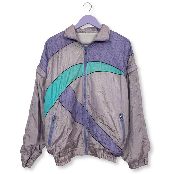 Giacca a vento lilla e viola con zip - Taglia M/L uomo