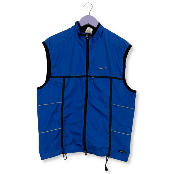 Giacca a vento Nike Vintage smanicata blu con zip anni 90 - Taglia M 178 uomo
