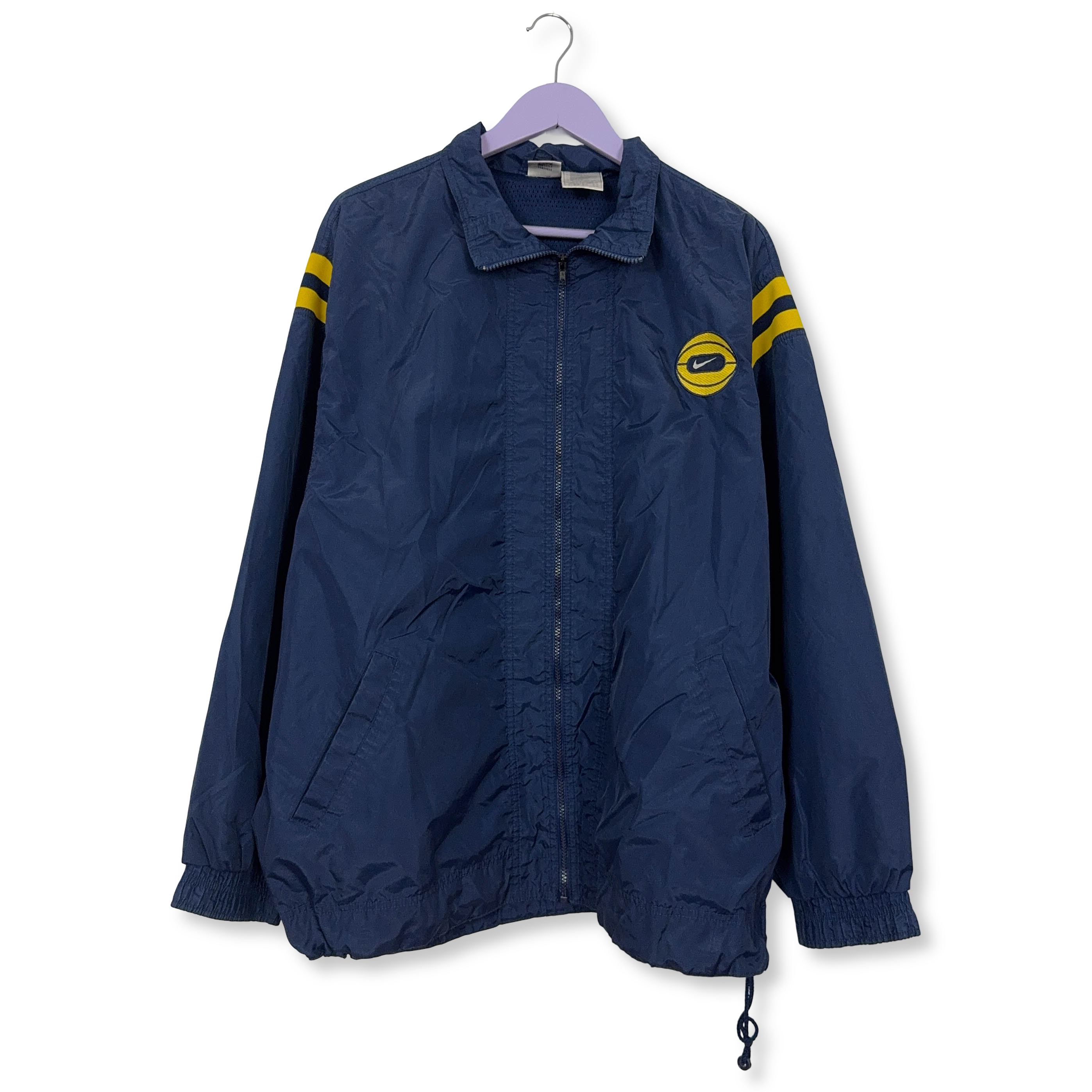 Giacca a vento Nike Vintage blu scuro con zip anni 90 - Taglia XL uomo