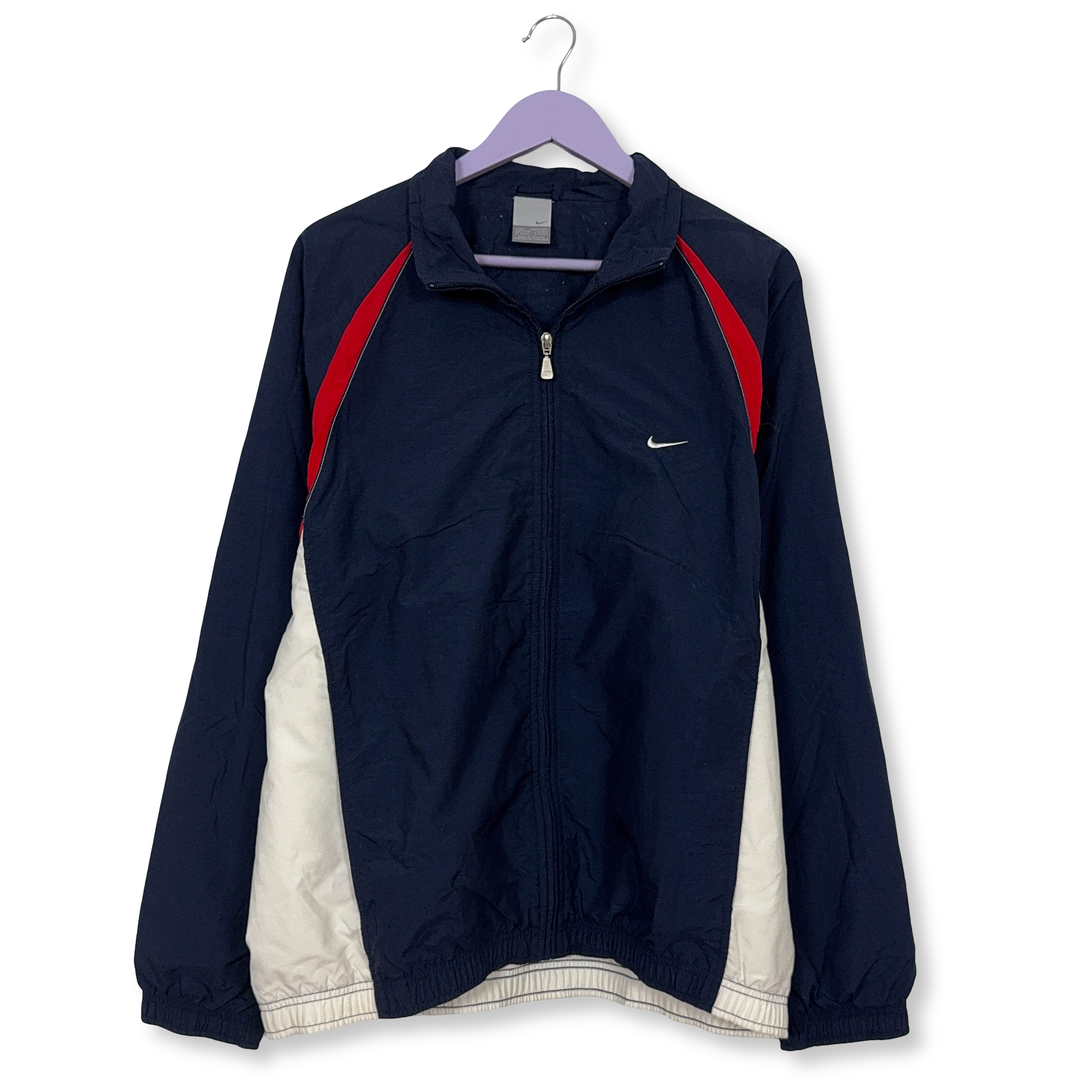 Giacca a vento Nike Vintage blu e bianca con zip anni 00 - Taglia L 183 uomo