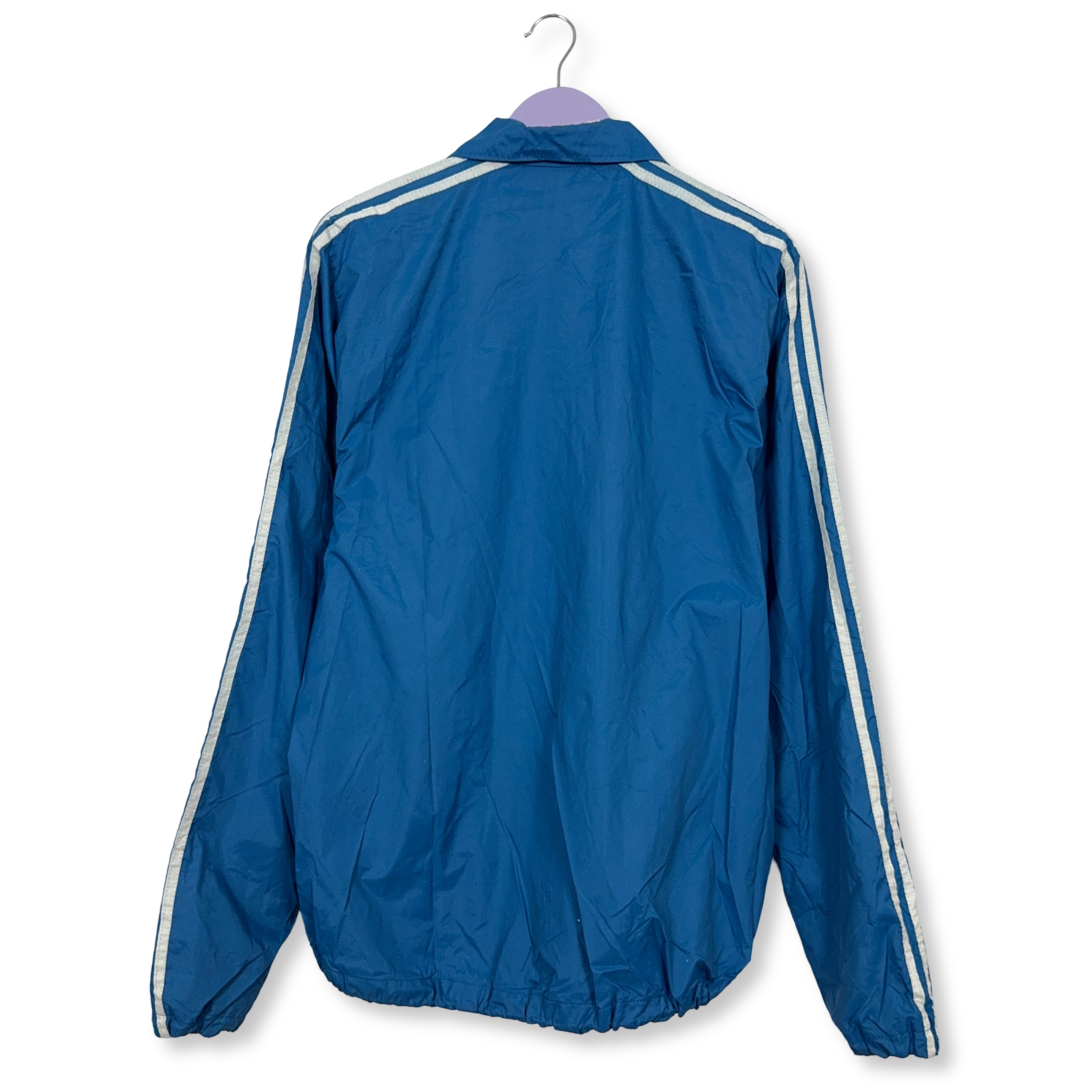 Giacca a vento Adidas azzurra e bianca con zip - Taglia L uomo