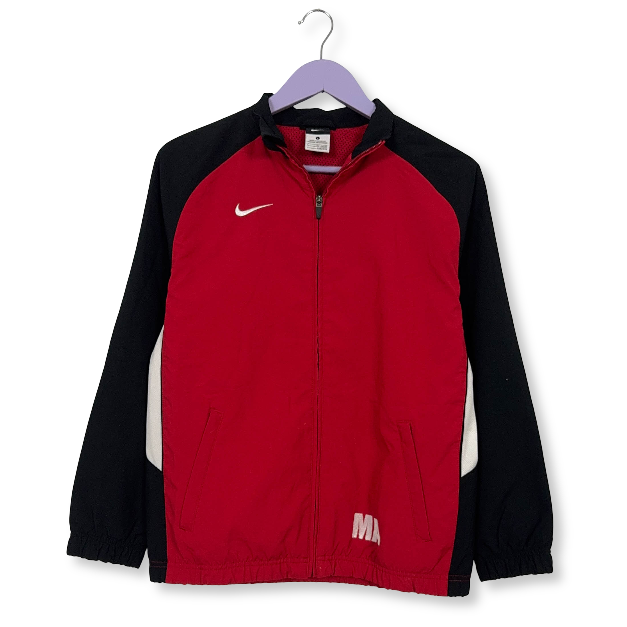 Giacca a vento Nike Vintage rossa e nera con zip anni 00 - Taglia XS uomo