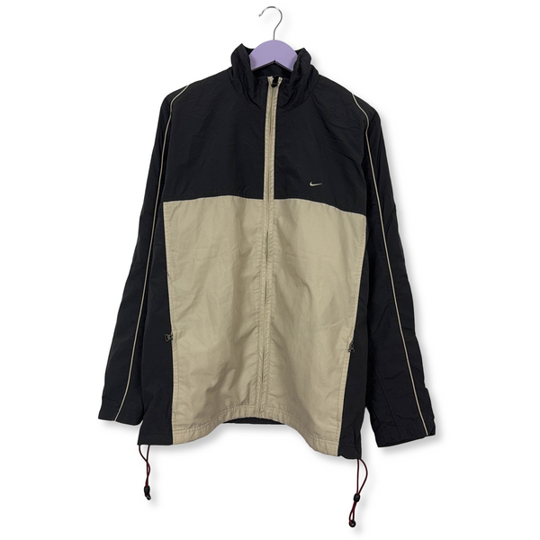 Giacca a vento Nike Vintage nera e beige con zip anni 90 - Taglia M/L 178 uomo