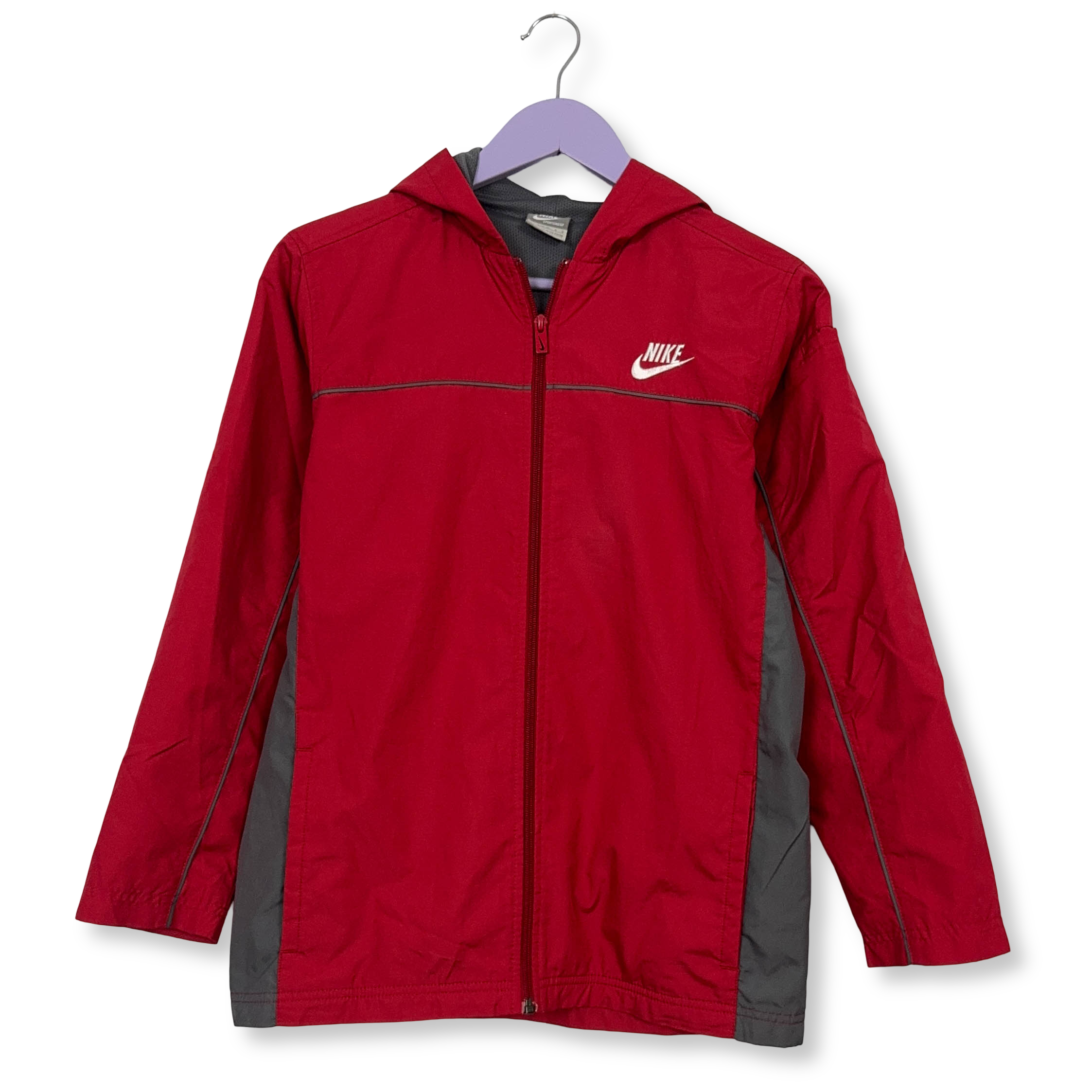Giacca a vento Nike Vintage rossa con zip anni 00 - Taglia XS uomo