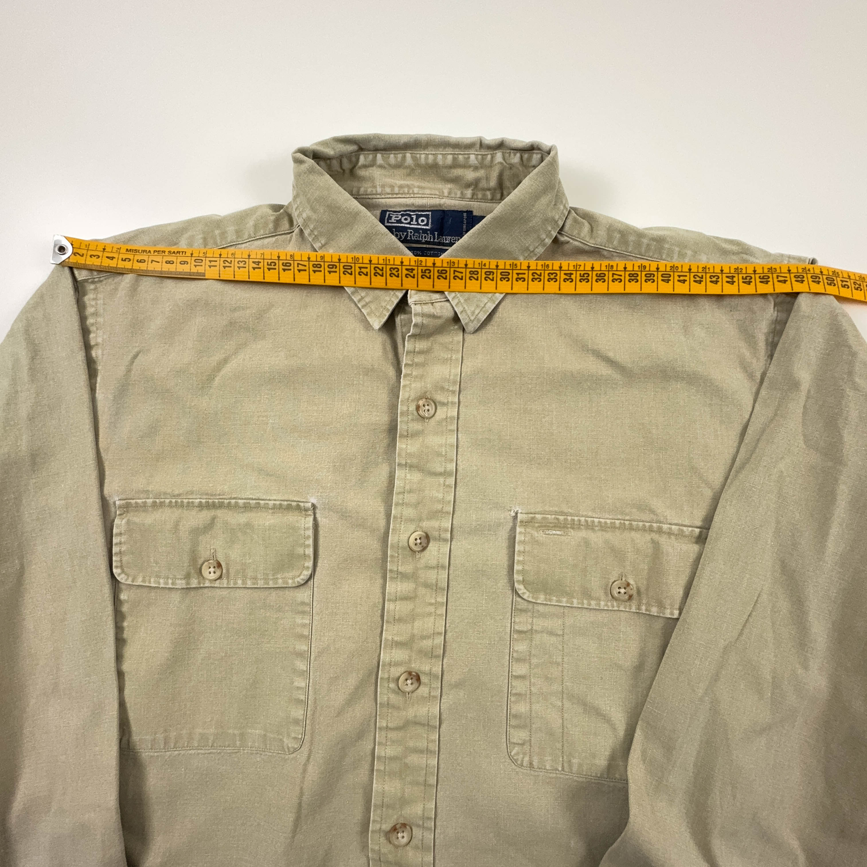 Camicia Ralph Lauren Vintage beige tinta unita - Taglia L uomo