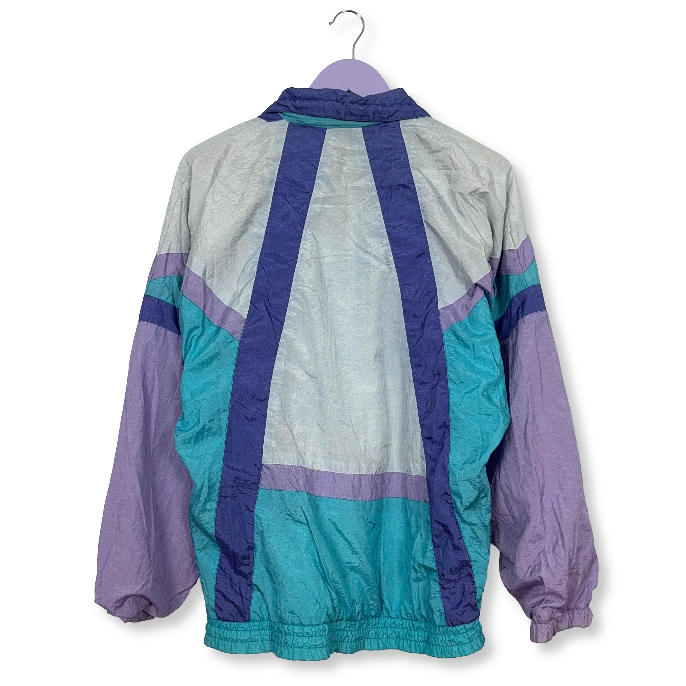 Giacca a vento Puma Vintage azzurra e viola con zip anni 80 - Taglia M uomo