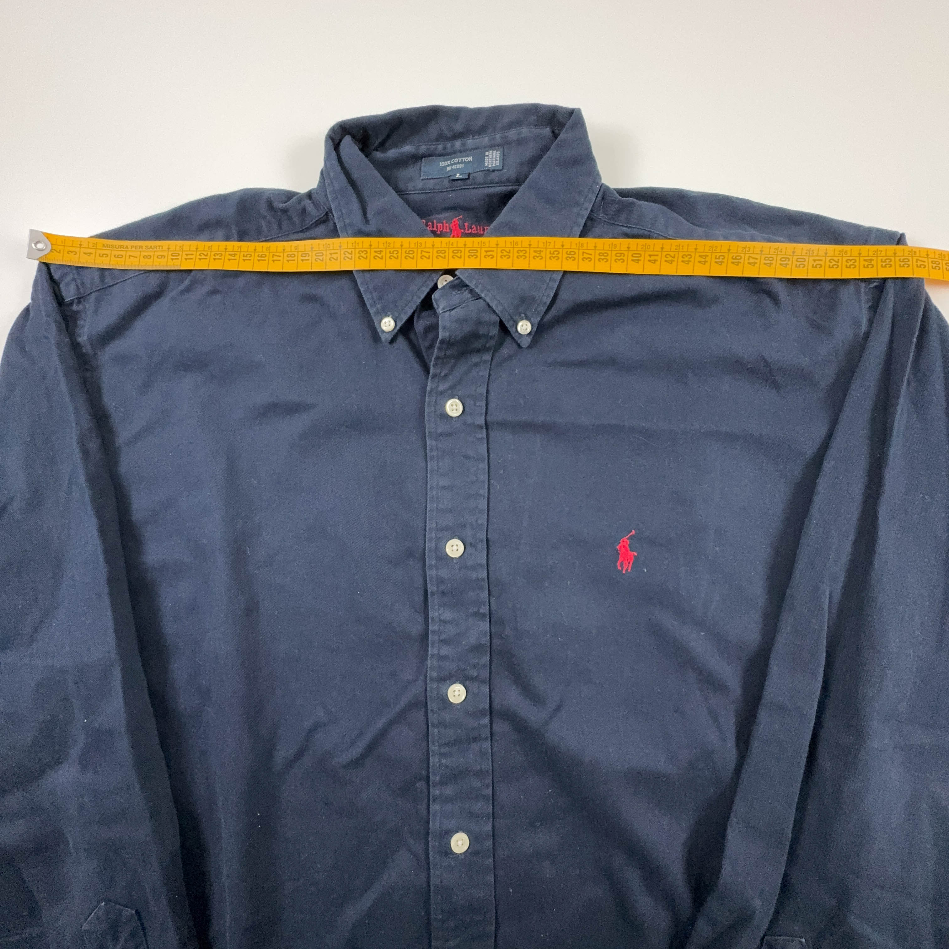 Camicia Ralph Lauren blu scuro Vintage tinta unita - Taglia XL uomo