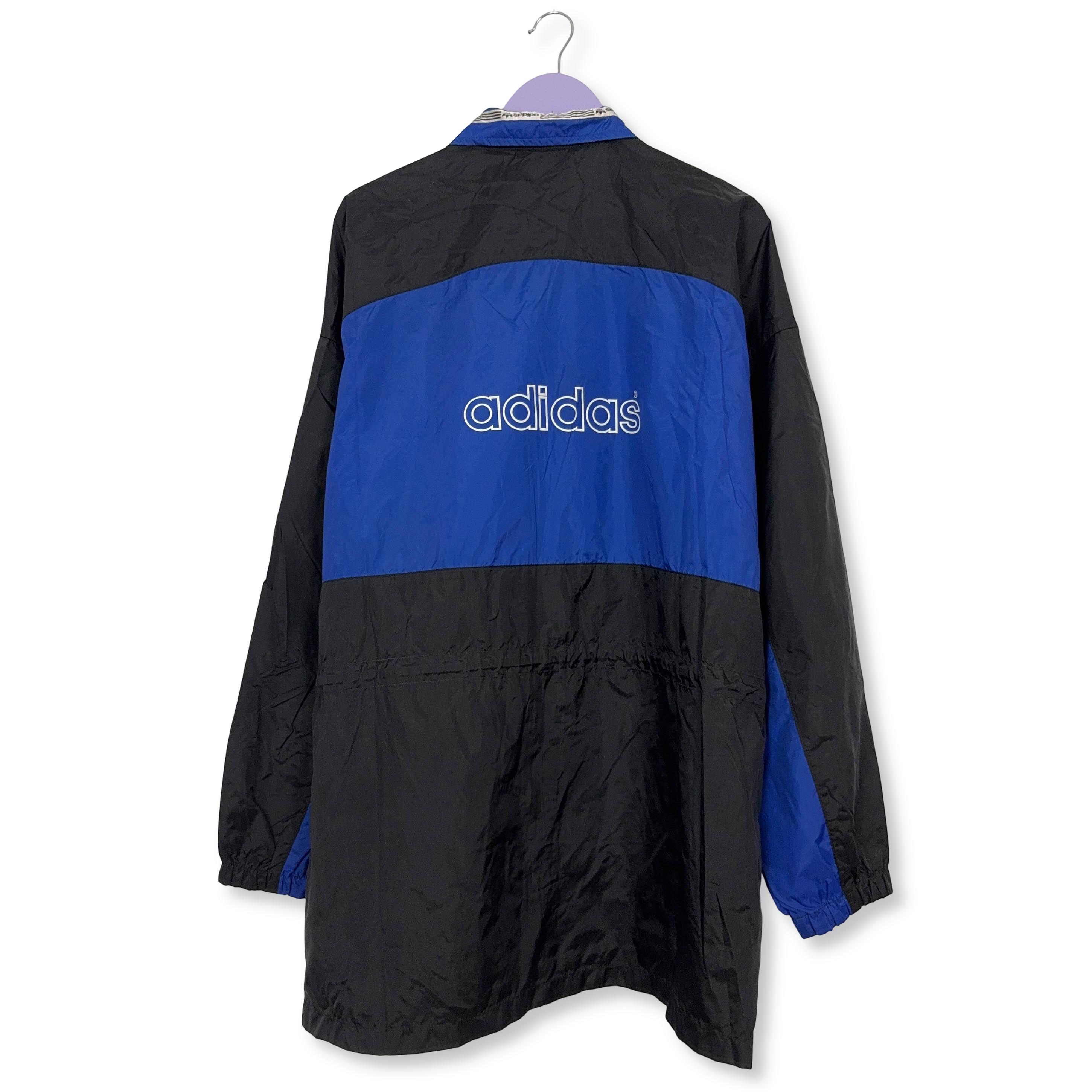 Giacca a vento Adidas Vintage nera e blu con zip anni 90 - Taglia 8 192 uomo