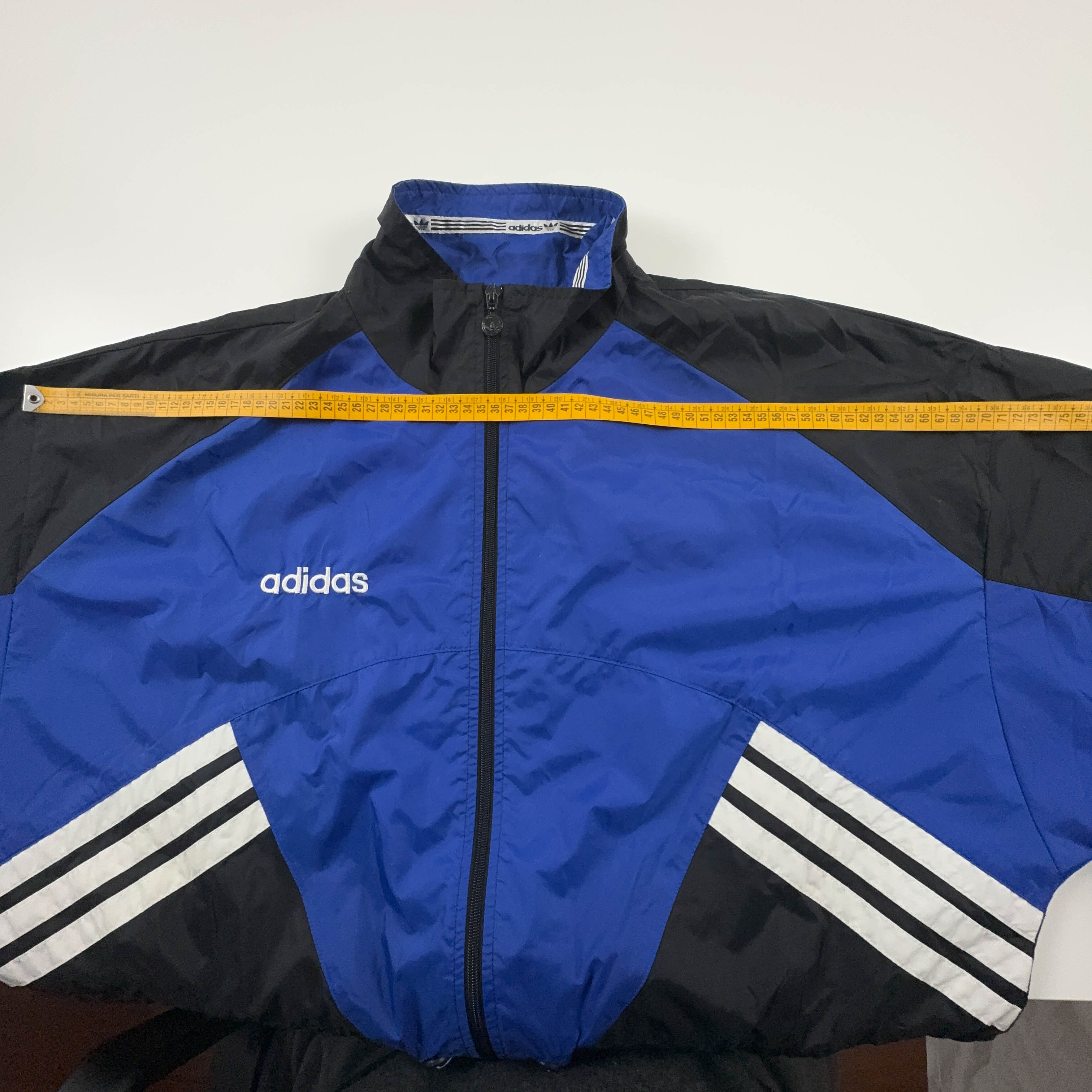 Giacca a vento Adidas Vintage nera e blu con zip anni 90 - Taglia 8 192 uomo