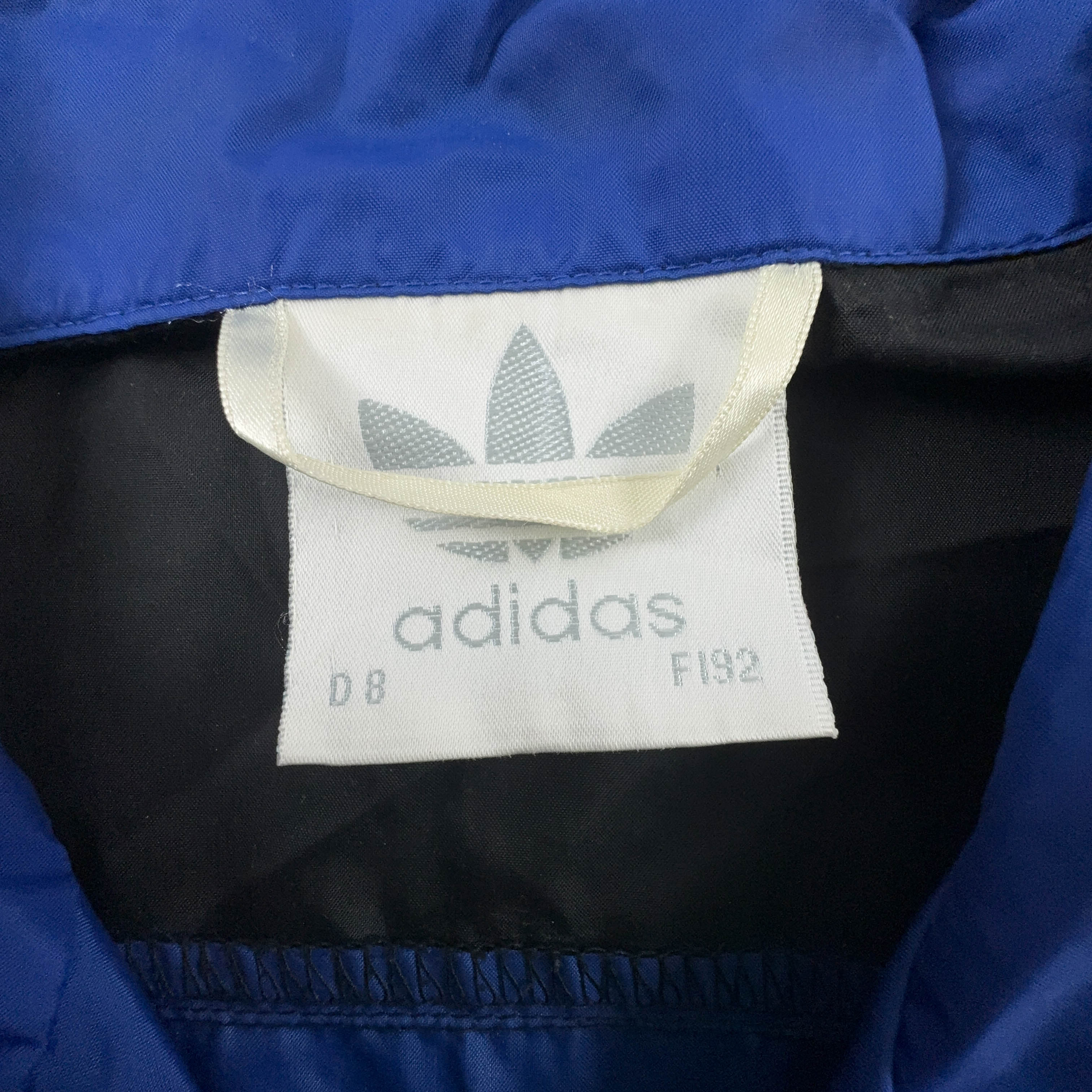 Giacca a vento Adidas Vintage nera e blu con zip anni 90 - Taglia 8 192 uomo