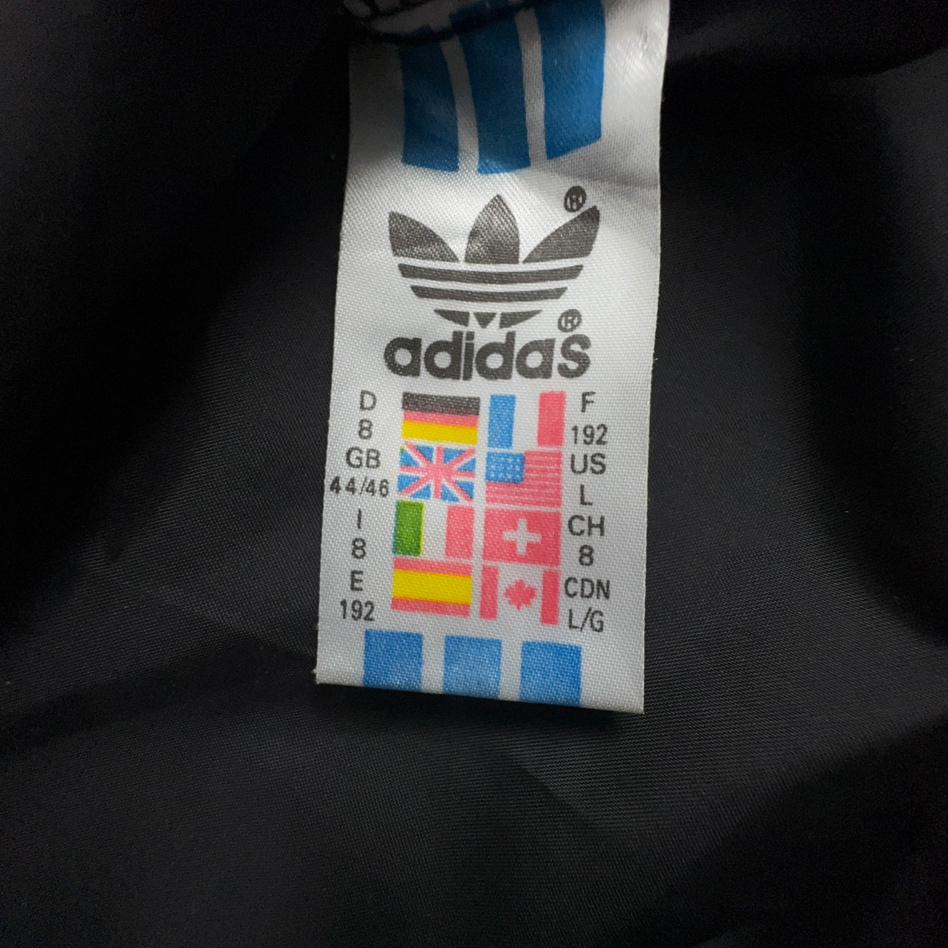 Giacca a vento Adidas Vintage nera e blu con zip anni 90 - Taglia 8 192 uomo