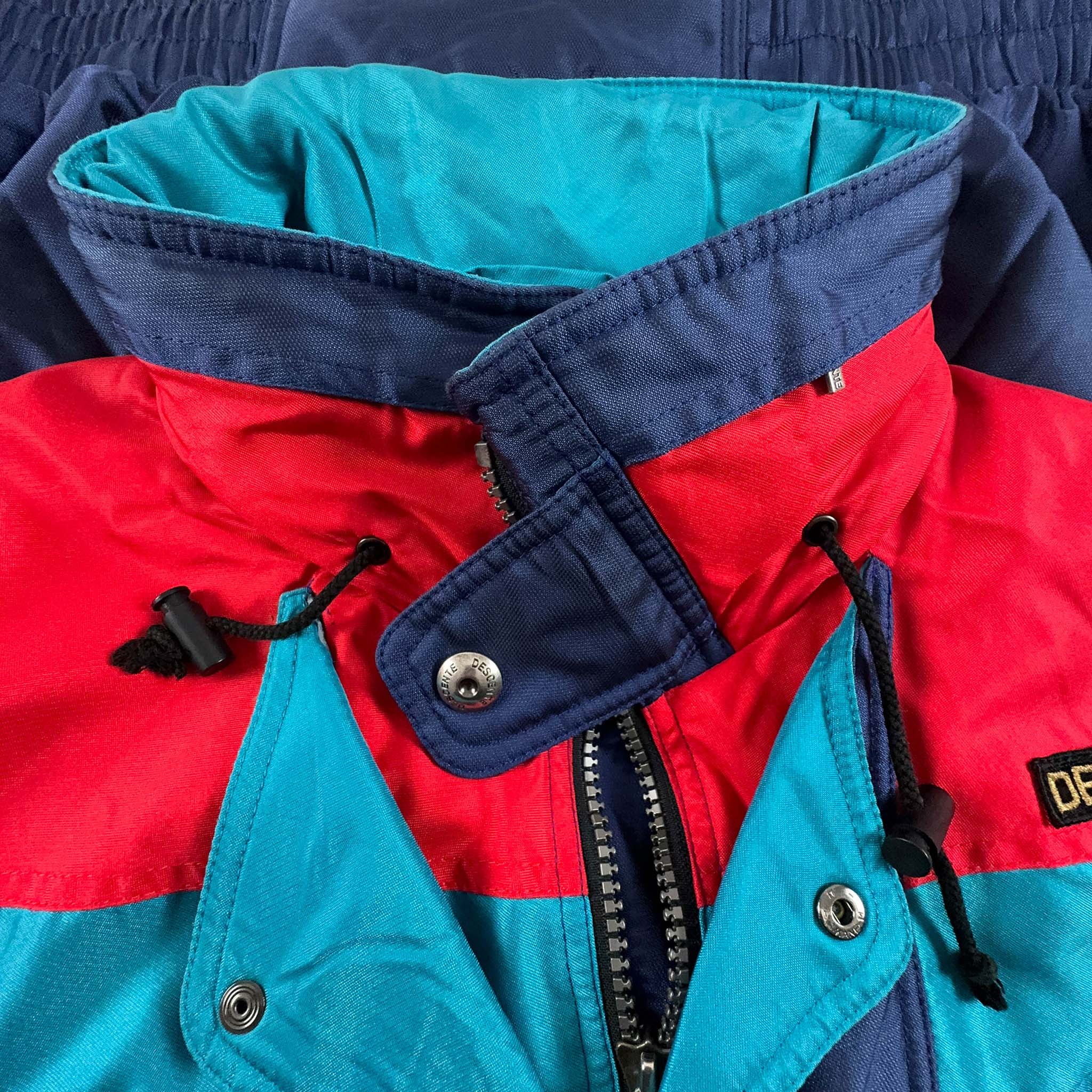 Giacca da Sci/Snowboard Descente Vintage blu e rossa con zip e bottoni - Taglia I52 uomo