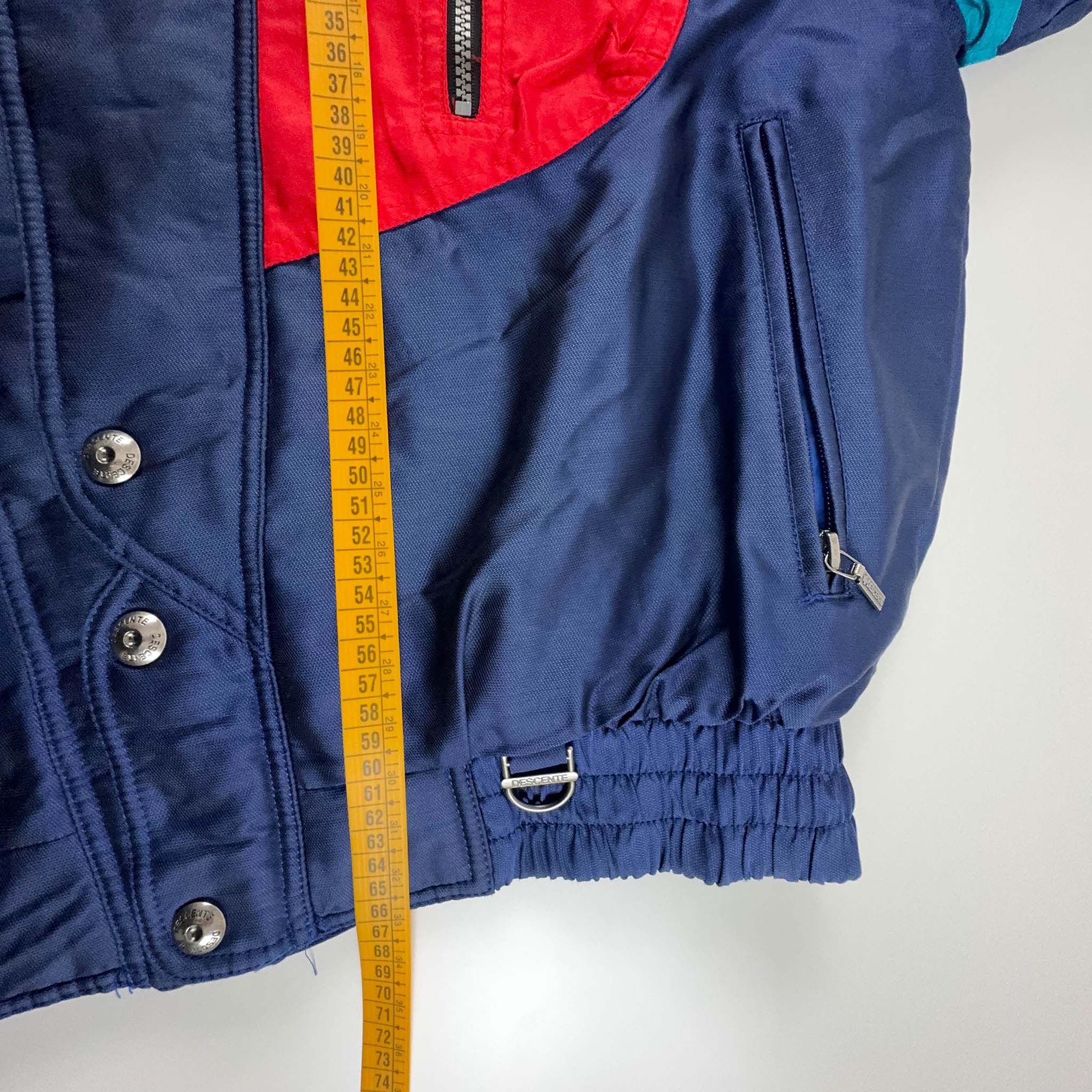 Giacca da Sci/Snowboard Descente Vintage blu e rossa con zip e bottoni - Taglia I52 uomo