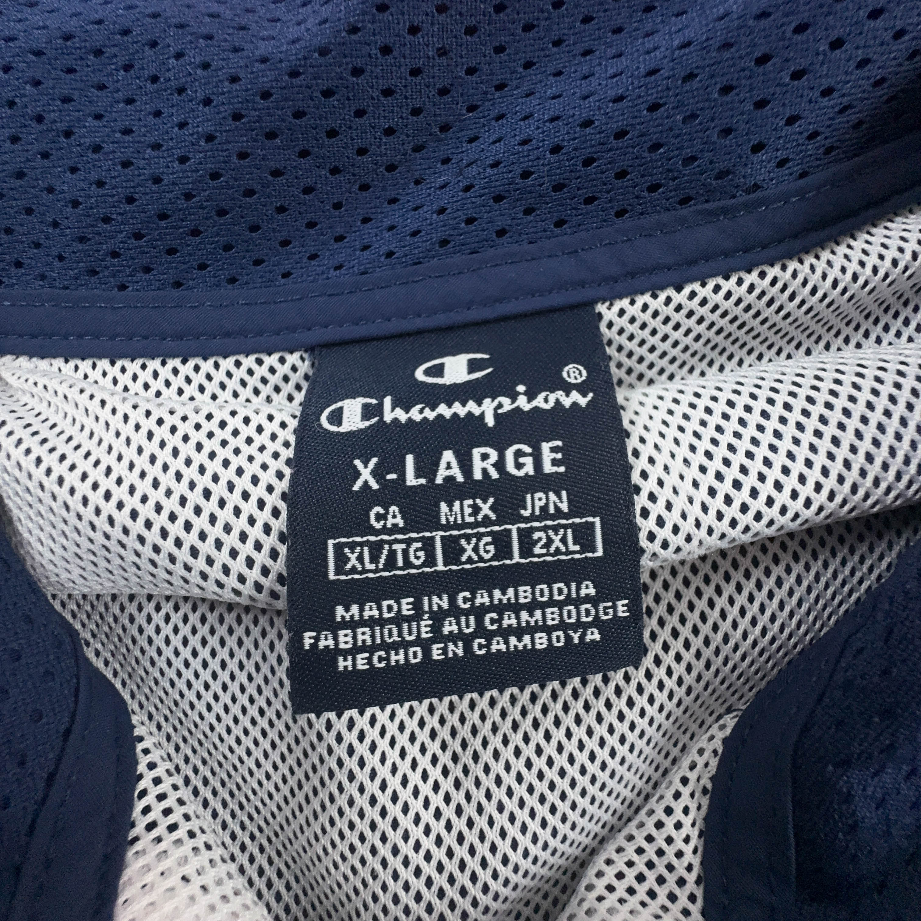 Giacca a vento Champion Vintage blu e rossa quarter zip anni 90 - Taglia XL uomo