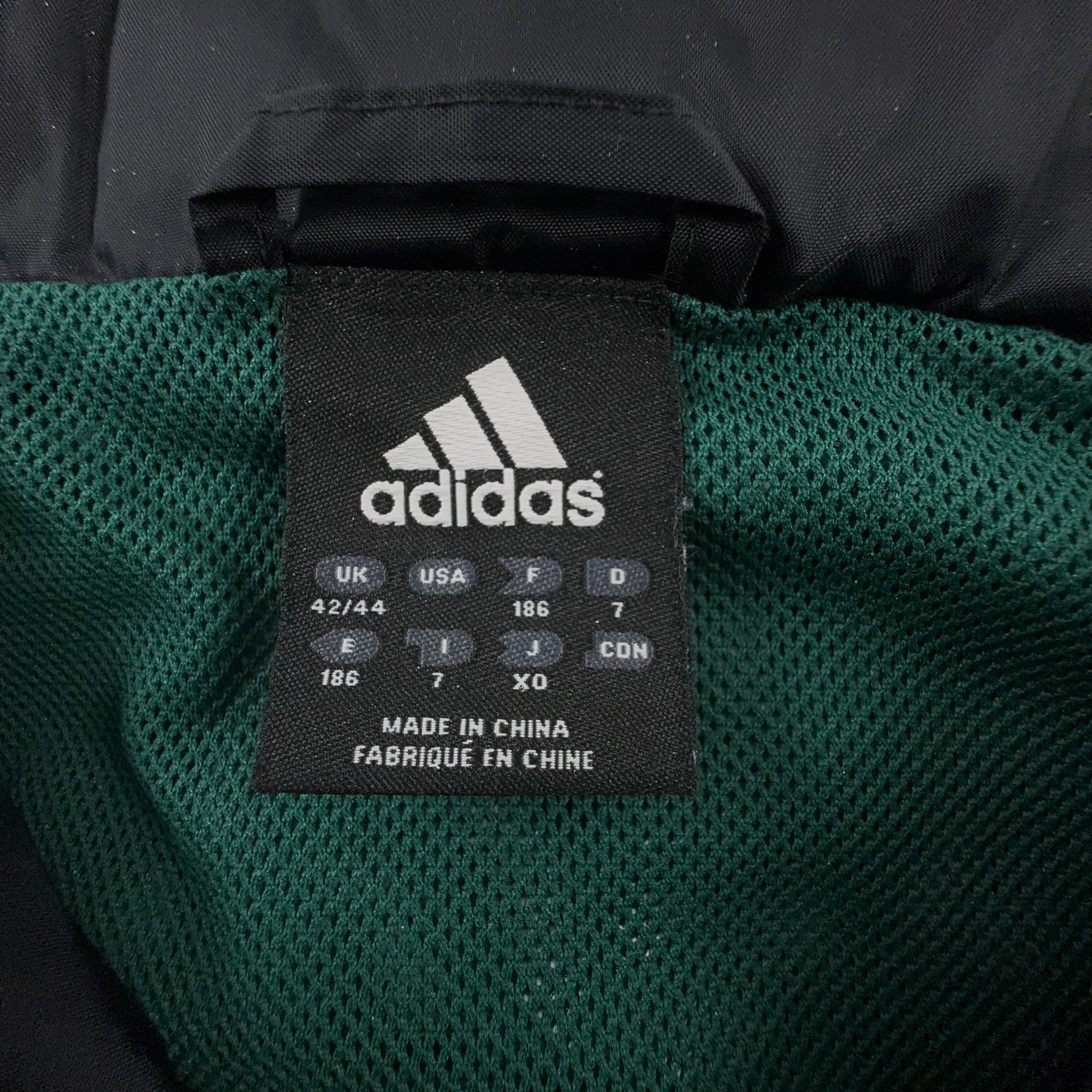 Giacca a vento Adidas Vintage nera e verde con zip anni 00 - Taglia 7 uomo